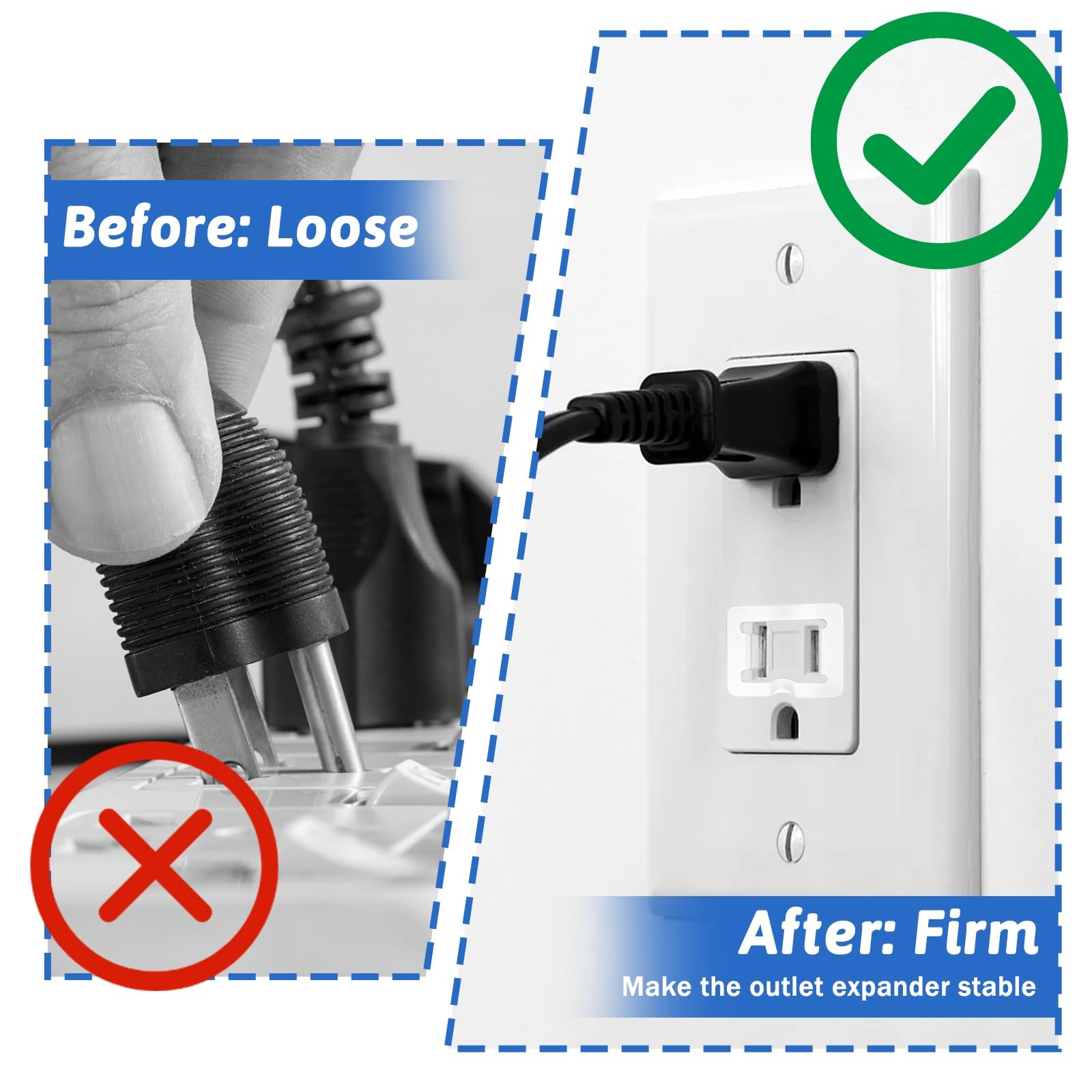 20 Pcs 2 Prong Loose Outlet Plug Fix, Plastic Socket Outlet Tightener Insert ...