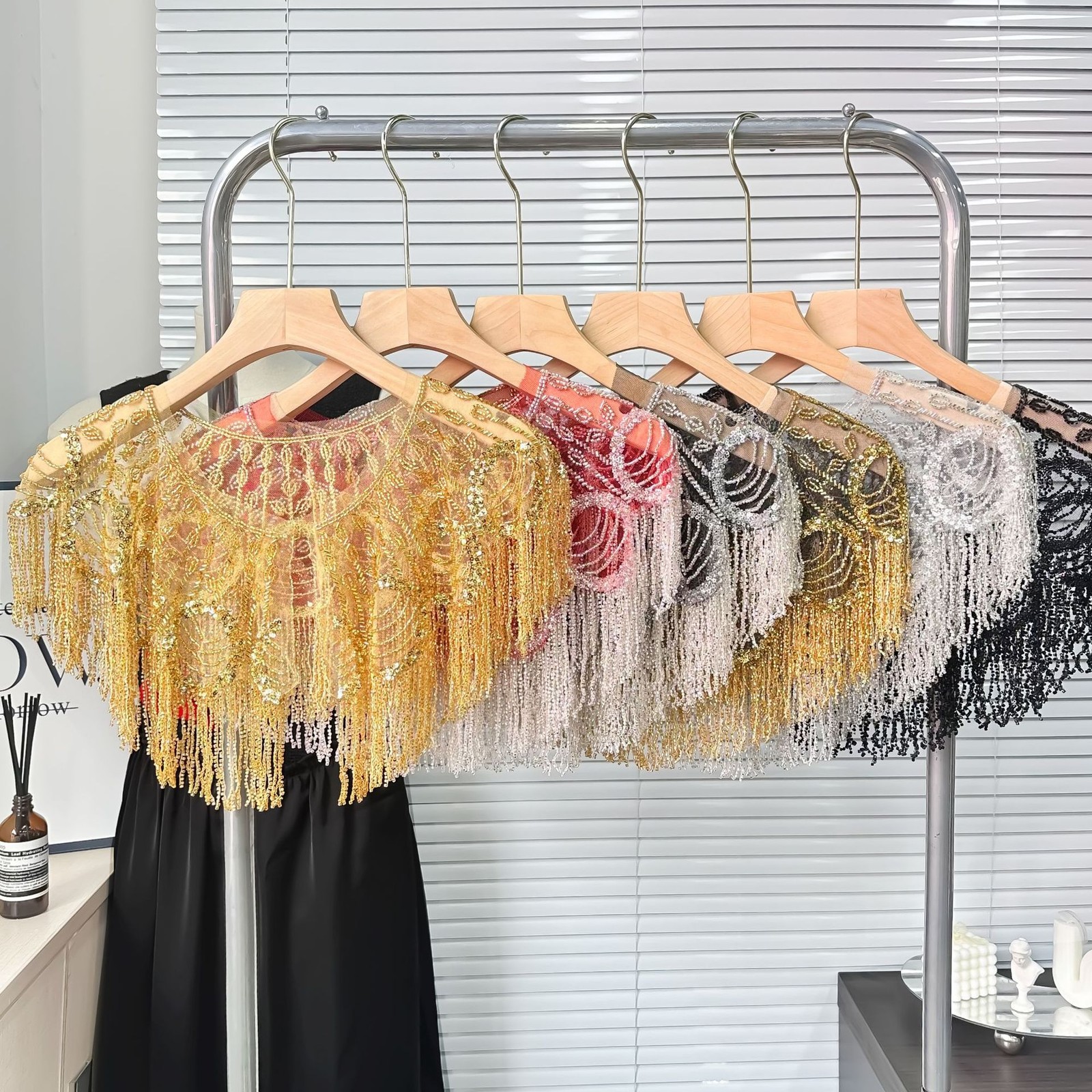 Multi Colored Heavy Industry Embroidery Tassel Shawl Women's Accessory Outfit