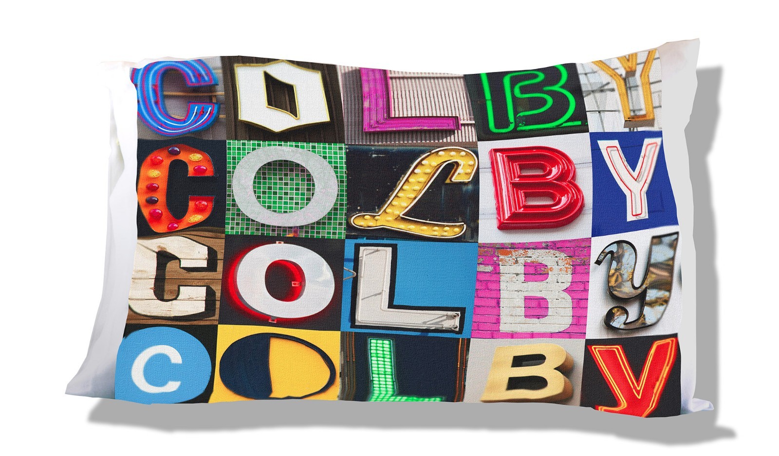 COLBY Personalized Pillowcase featuring photos of sign letters