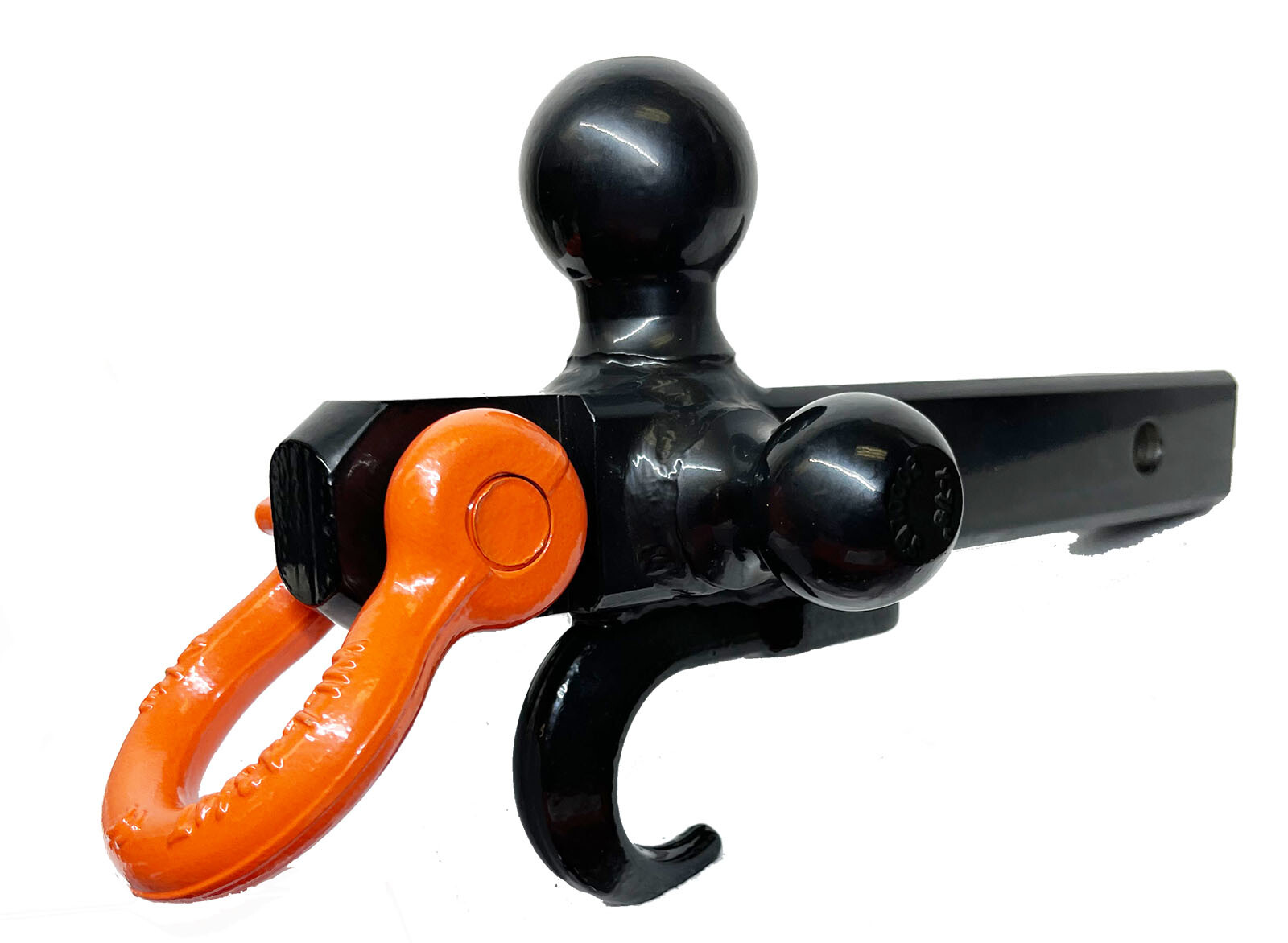 Recovery Trailer Tow Hitch Tri Ball Mount D-Ring Shackle, & Hook Solid 2" Shank