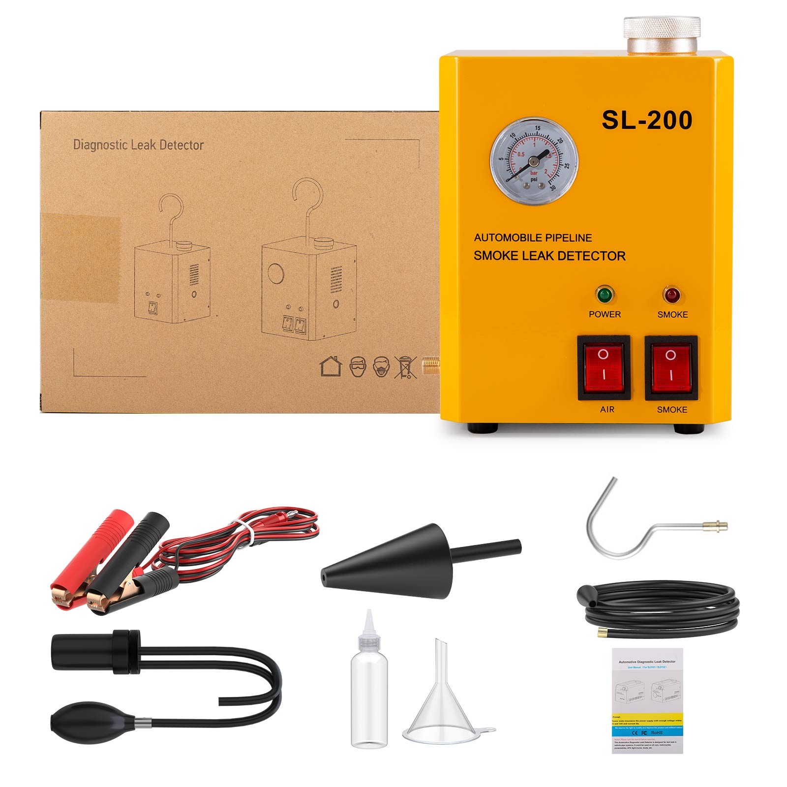 Automobile Smoke Leak Detector SL200, Air&Smoke Mode Quick Diagnosis, Test Leak