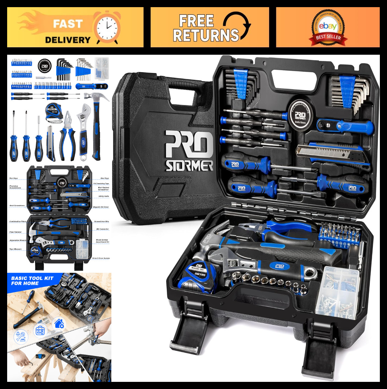 160-Piece Tool Set - Complete Household Toolkit with Portable Toolbox for DIY, G