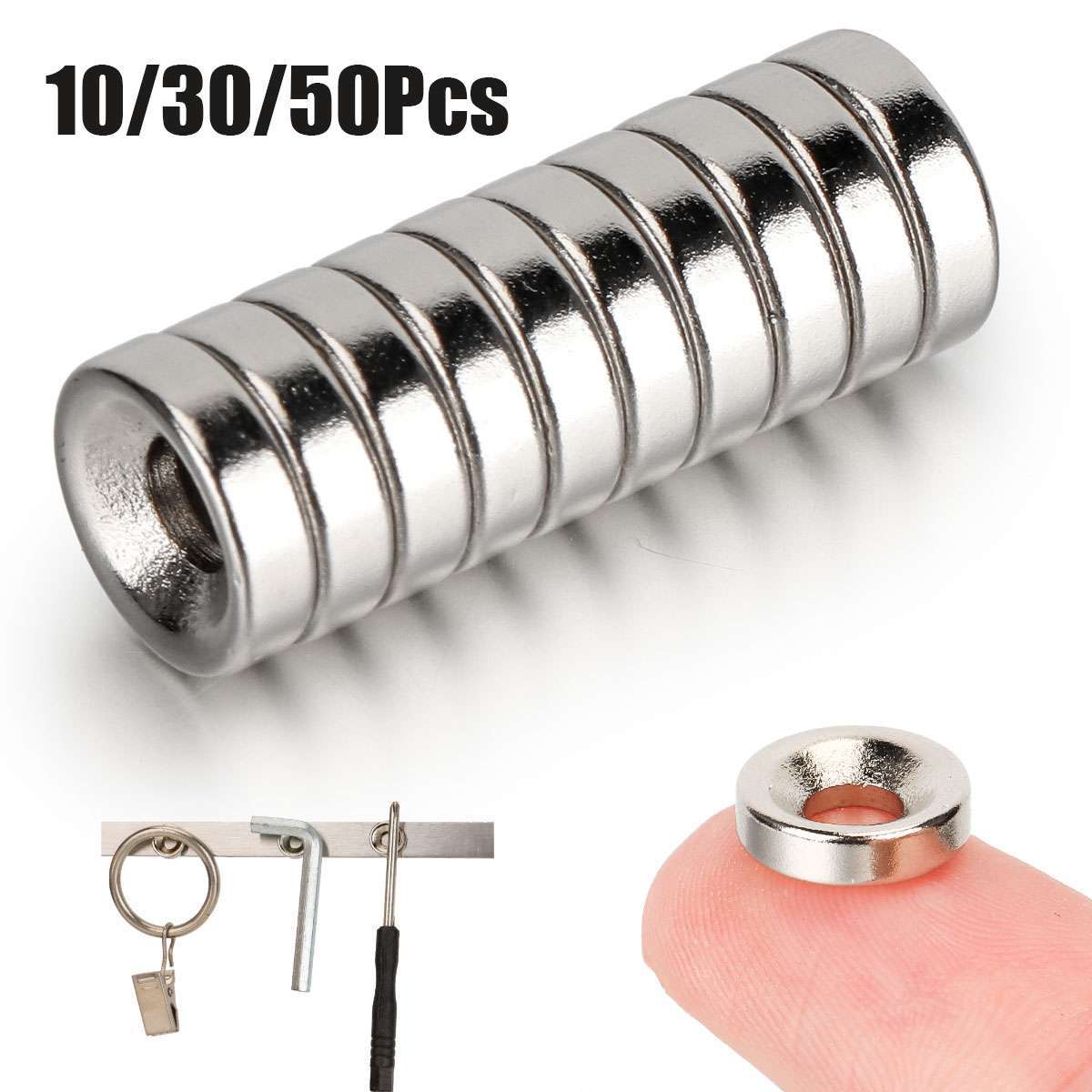 10 30 50Pcs Strong Countersunk Ring Magnets 10*3mm Rare Earth Neodymium 4mm Hole