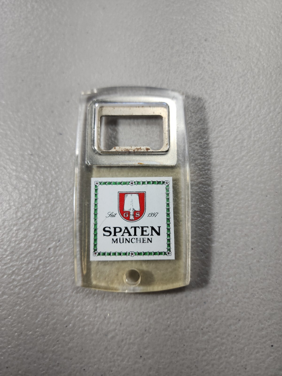 GS Spaten Munchen Leit 1397 German Beer Logo Bottle Opener Keychain