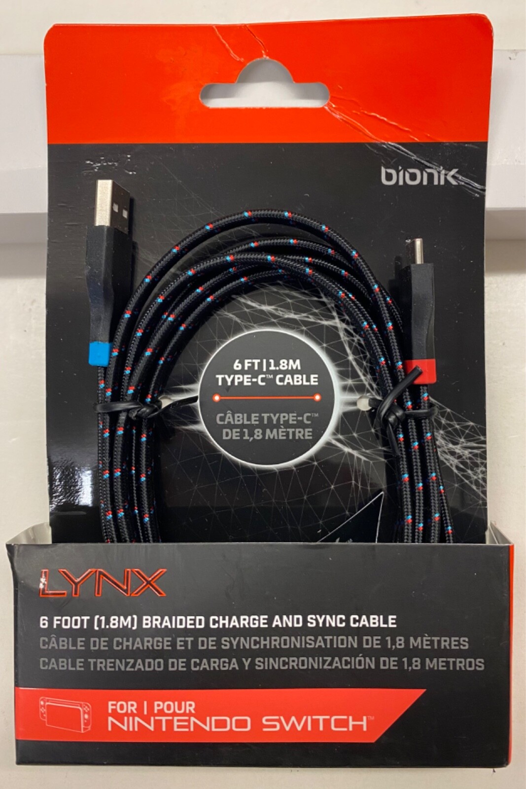 Bionik  LYNX Charge & Sync USB-C Cable 6' Fast (BNK-9004)