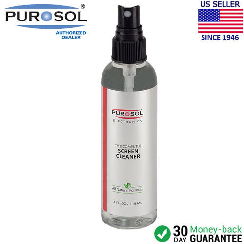 Purosol TV LCD CRT Plasma Tablet Laptop iPhone Screen Cleaner - 4 oz Bottle