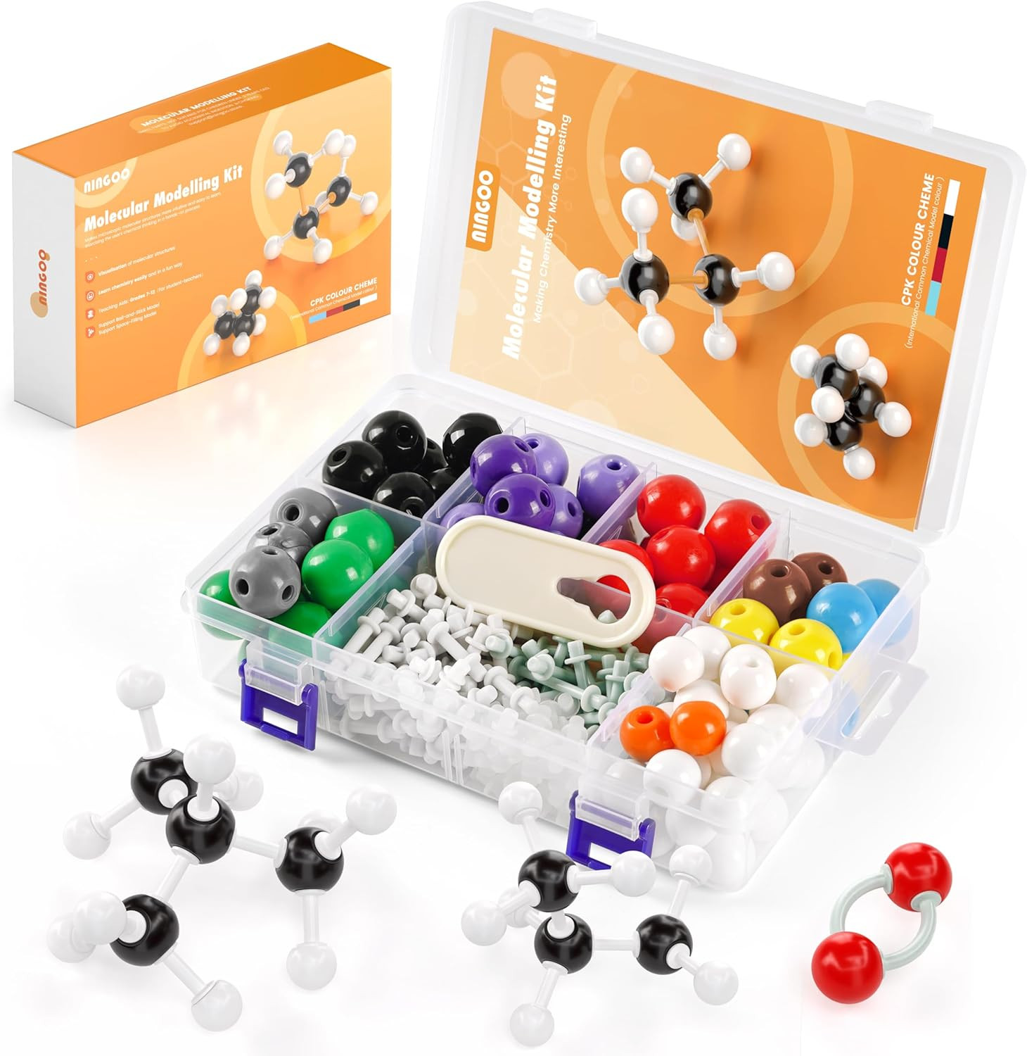 Organic Chemistry Model Kit-240 Pcs,Portable Molecular Model Kit for Chemistry C
