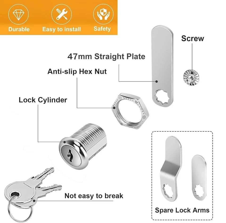5/8 Cam Locks - 5/8 Diameter Cam Lock Keyed Alike Cabinet Locks Secure Files ...