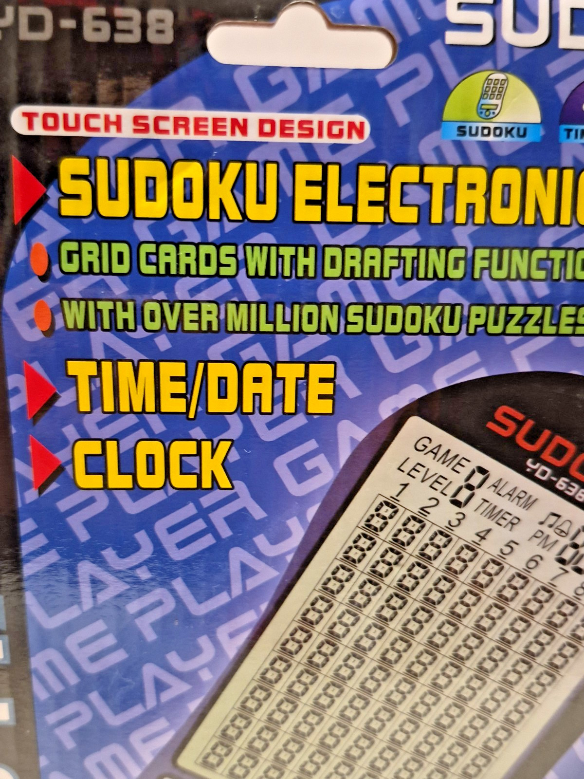 Sudoku Electronic Handheld Game YD-638 With Time Date Clock New