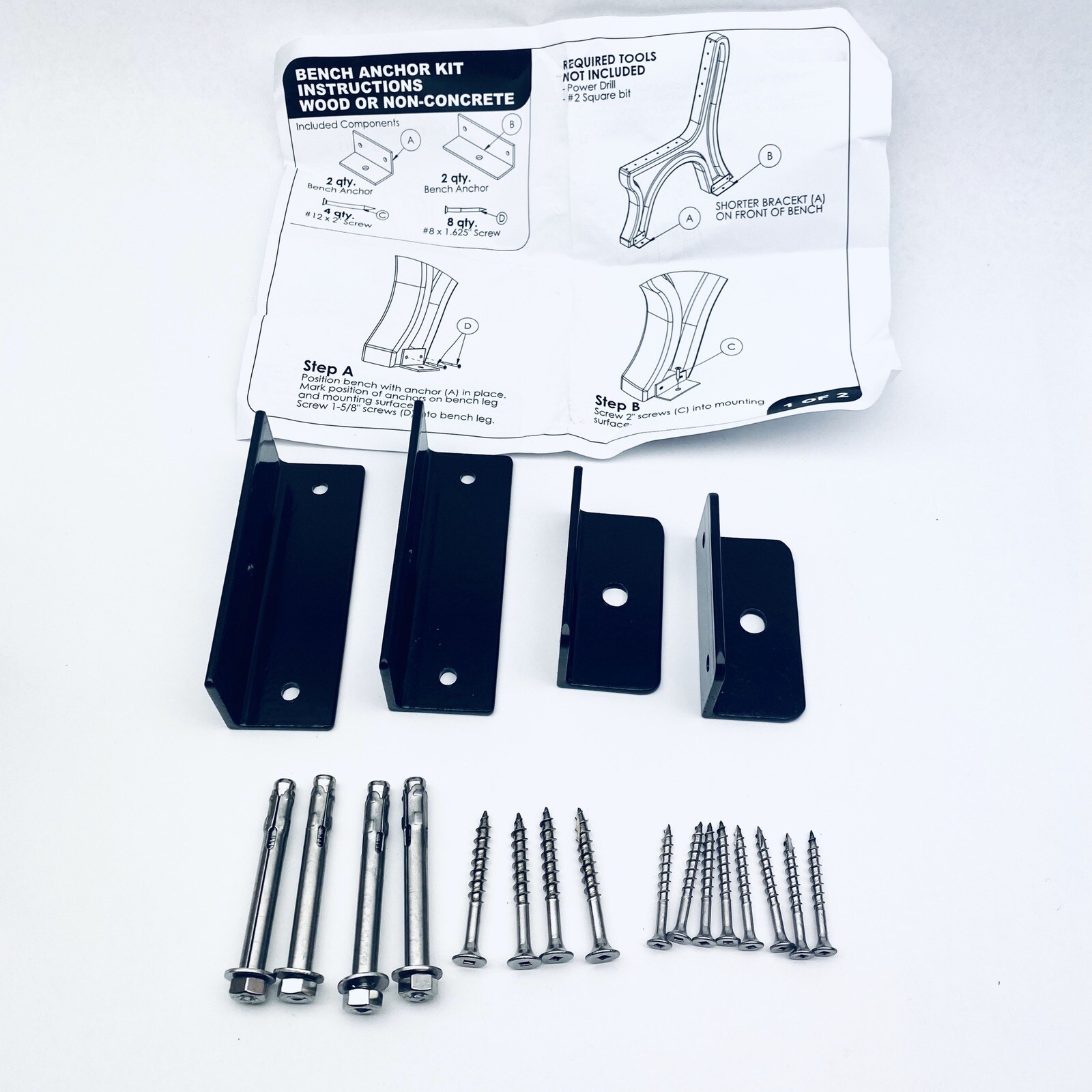 SURFACE MOUNT KIT FOR BENCHES (2) 4.5" & (2) 3" BRACKETS ABC9404