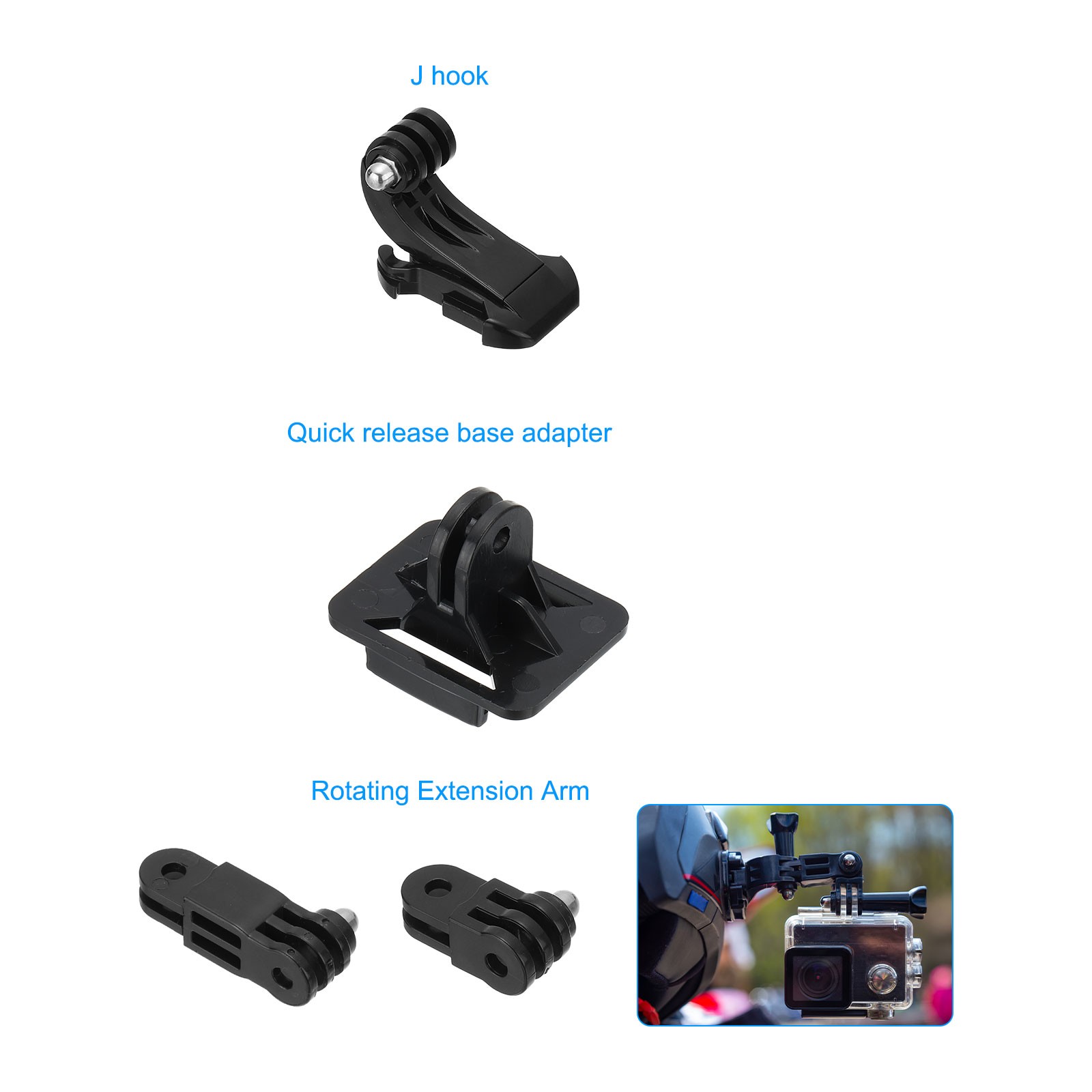 19Pcs Action Camera Mount Accessories Kit Adhesive Tripod Curved Flat Mount