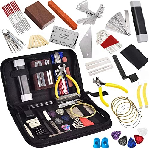 77 Pcs Guitar Maintenance Kit Repair Tool Setup with Carry Bag Large For 77PCs