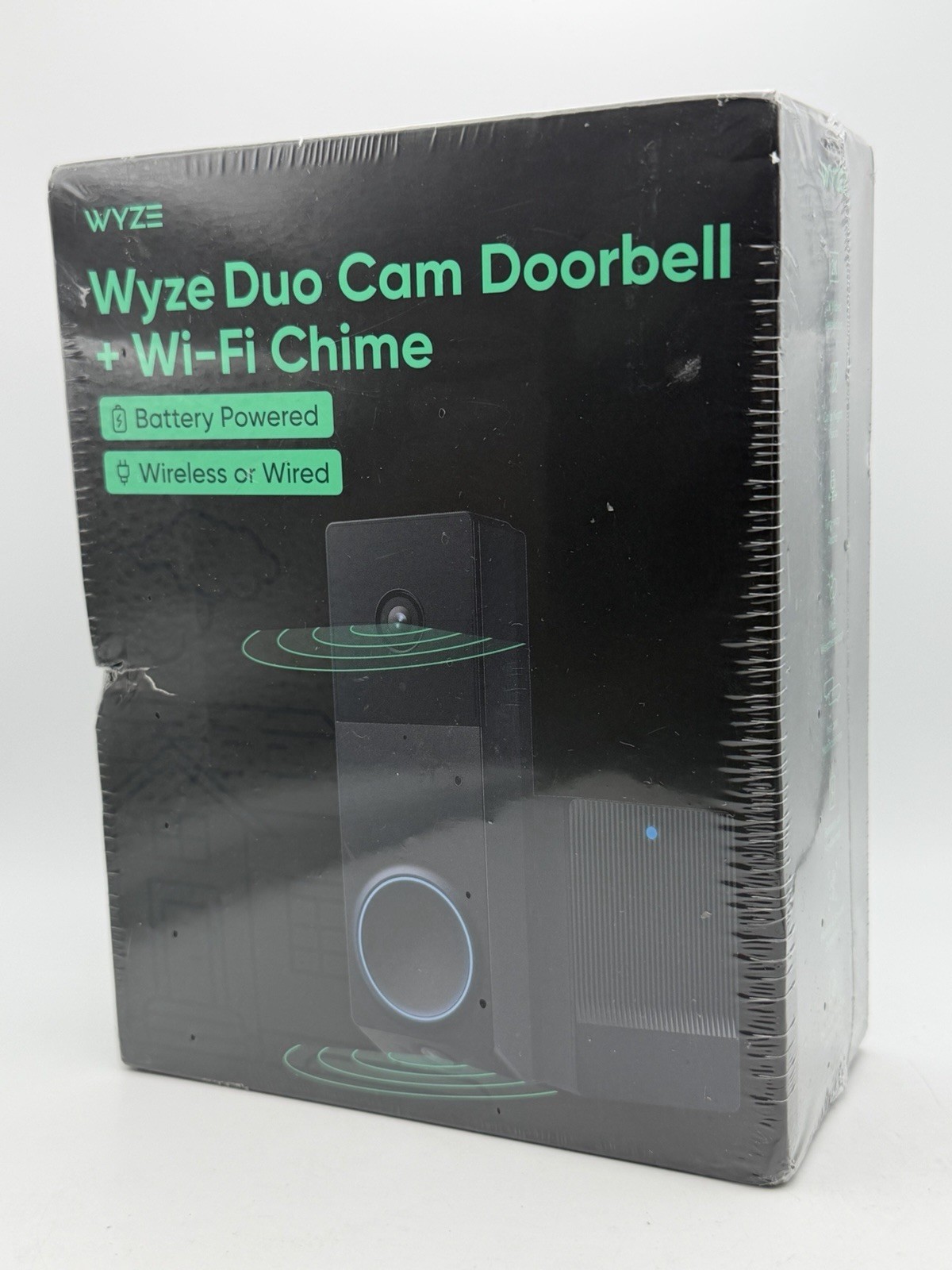 Wyze Duo Cam Battery Doorbell + Wi-Fi Chime, Black- Sealed