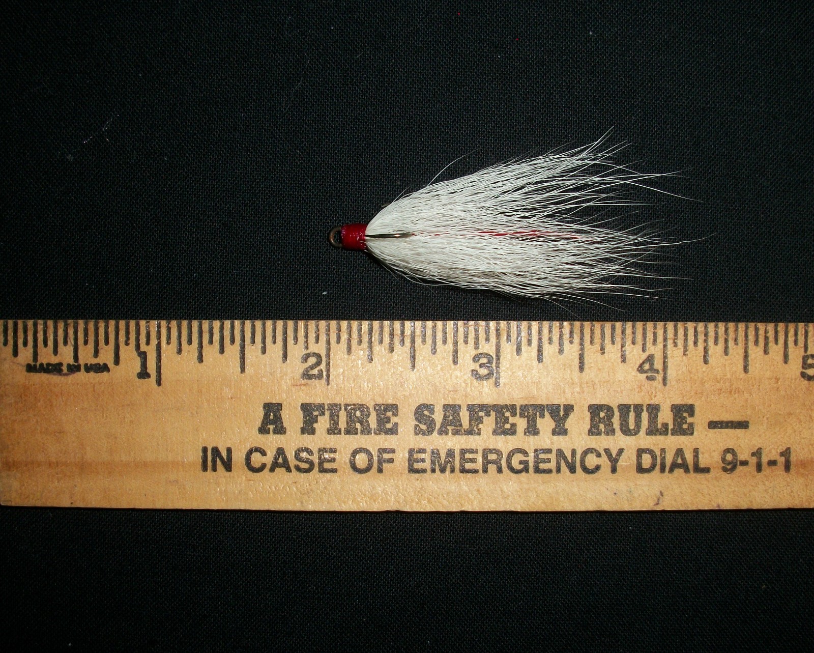 3 Dressed Treble Hooks with WHITE HAIR and Red Feather * Hook size #10 *