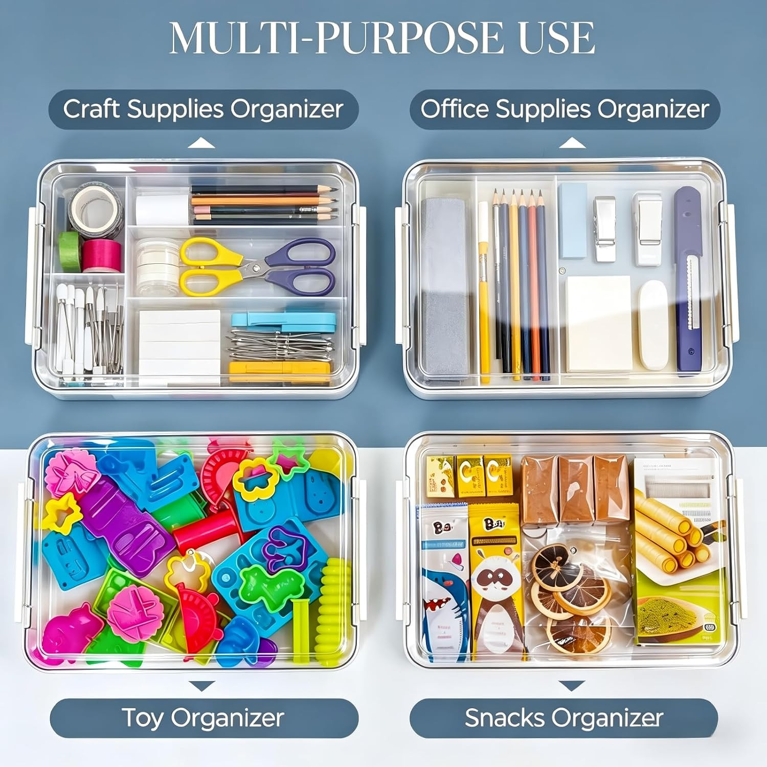 2 Pcs Plastic Storage Bins - Scrapbook Paper Organizer & Craft Storage Organizer