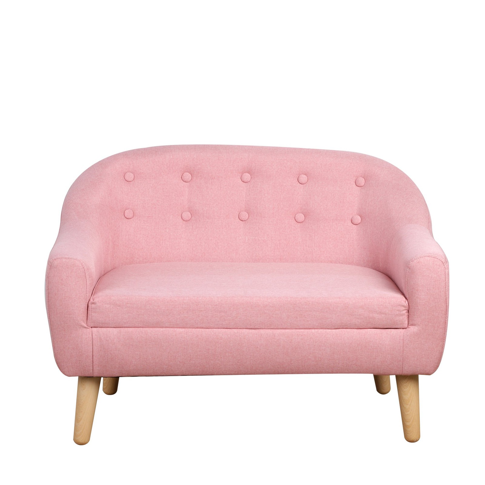 2-Seat Kids Sofa Chair Upholstered Couch Linen Fabric for Toddlers Ages 3-6 Year