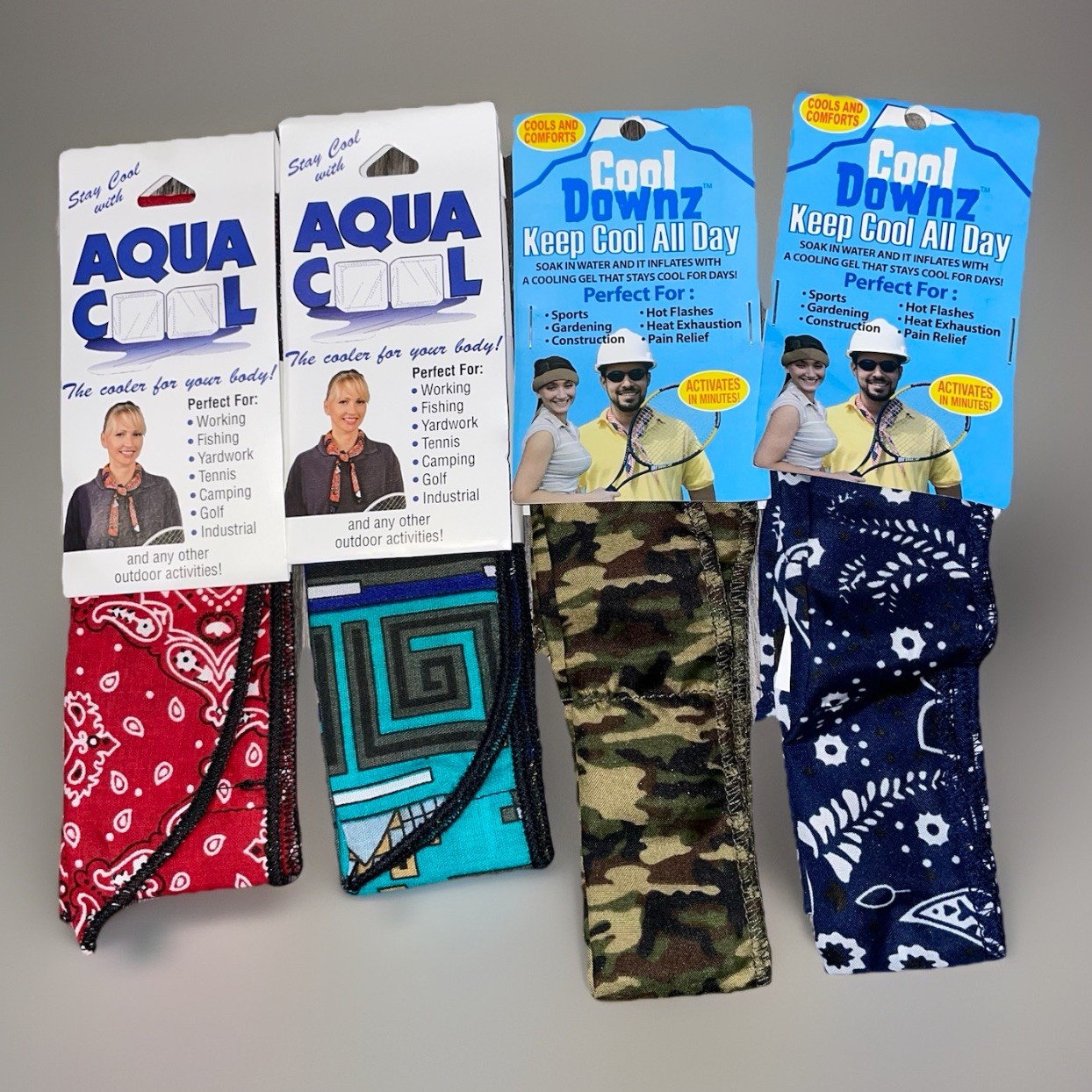 COOL DOWNZ/ & Aqua Cool Neck Wraps Menopause Hot Flashes, Migraine - 4 NEW