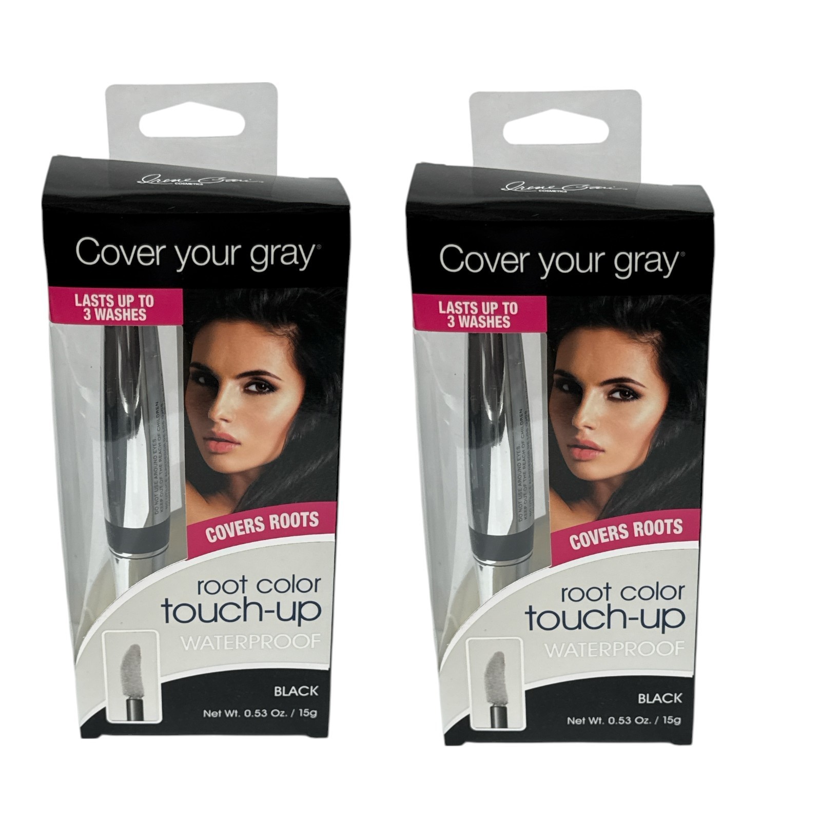 *Cover Your Gray Root Color Touch-Up Waterproof (Black) 0.53oz./15g LOT OF 2