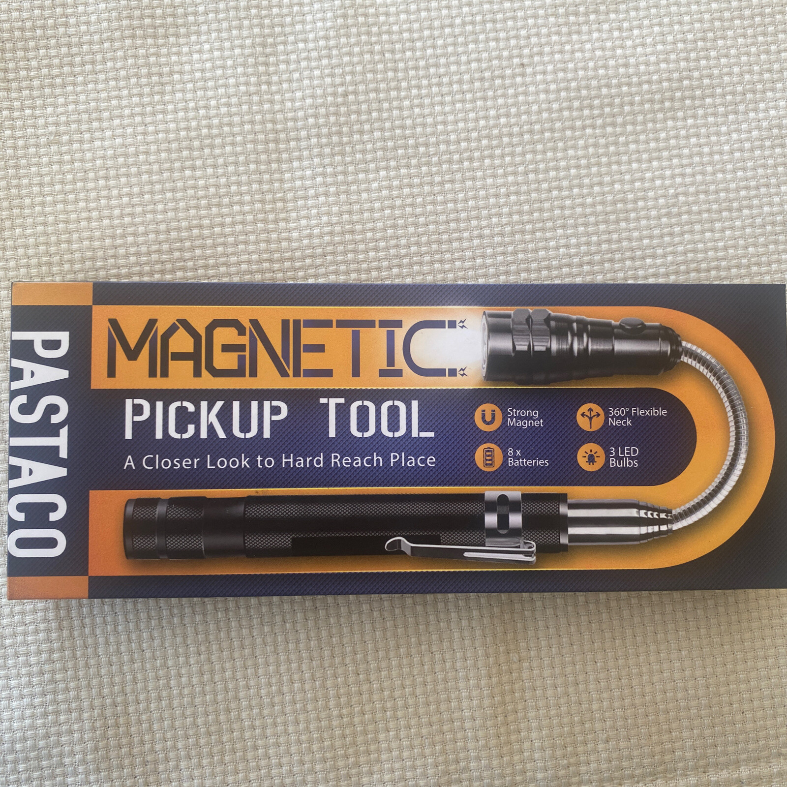 Magnetic Pickup Tools with 3 Led Bulbs,Battery Powered, 360 Flexible Neck