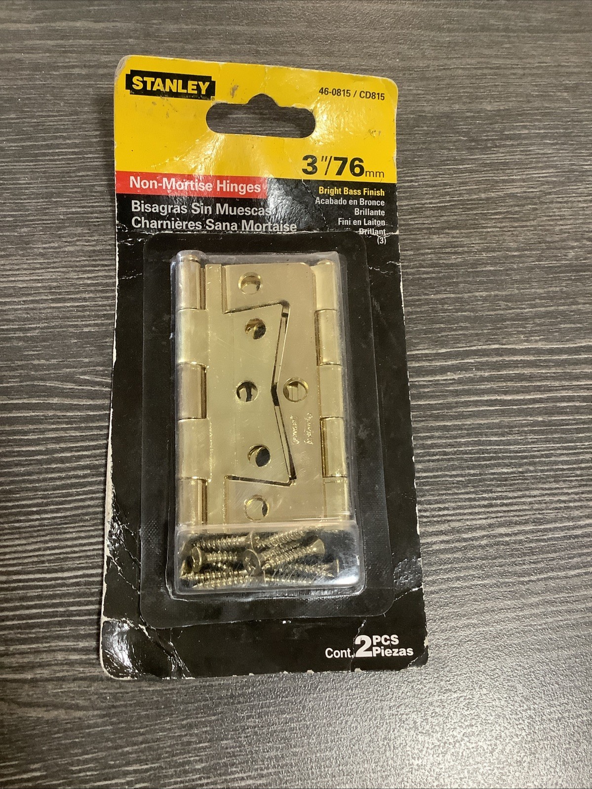 Stanley Hardware S460-815 CD815 Non-Mortise Hinge in Bright Brass Pack Of 2