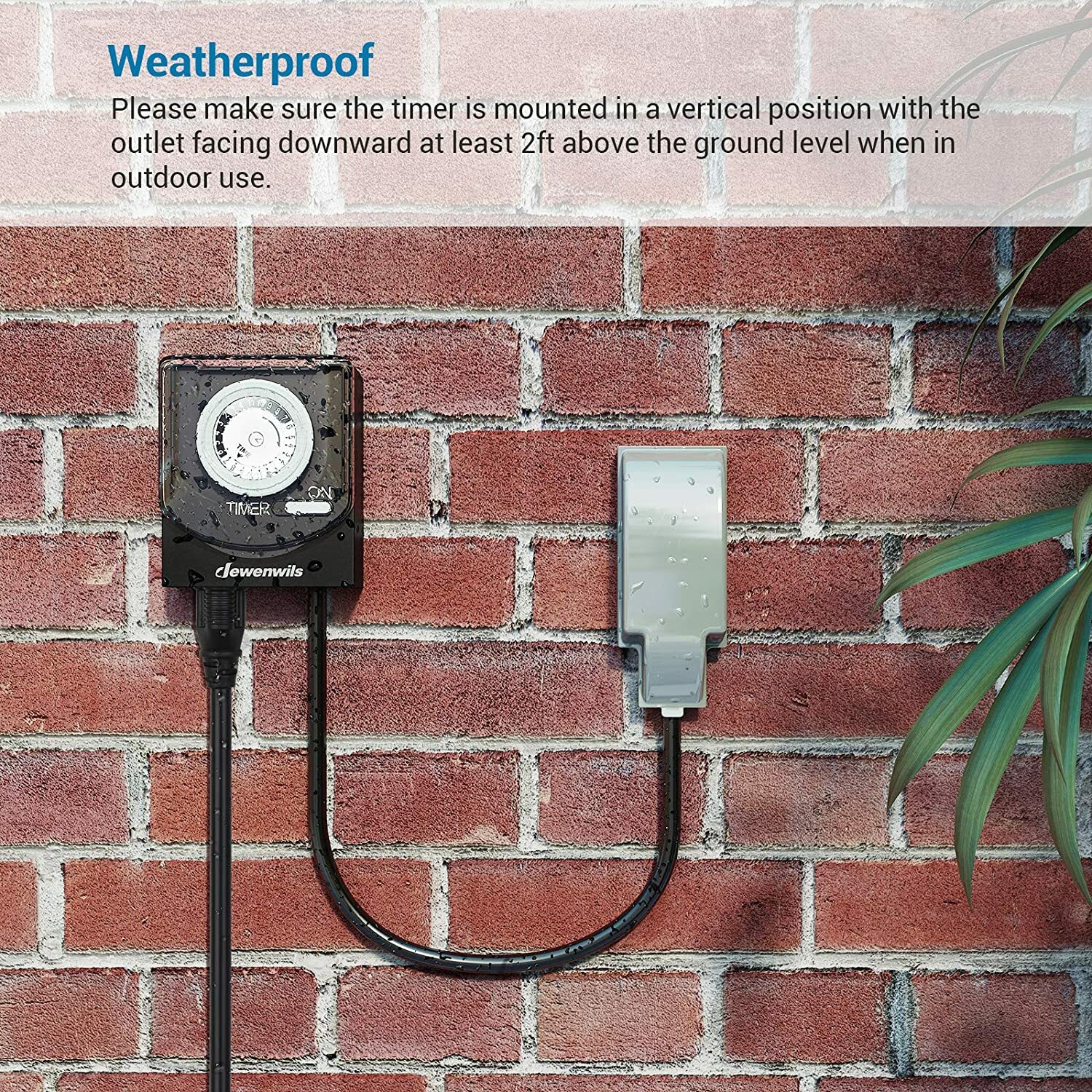 DEWENWILS Outdoor Electrical Outlet Timer Switch Plug in Waterproof Light Timer