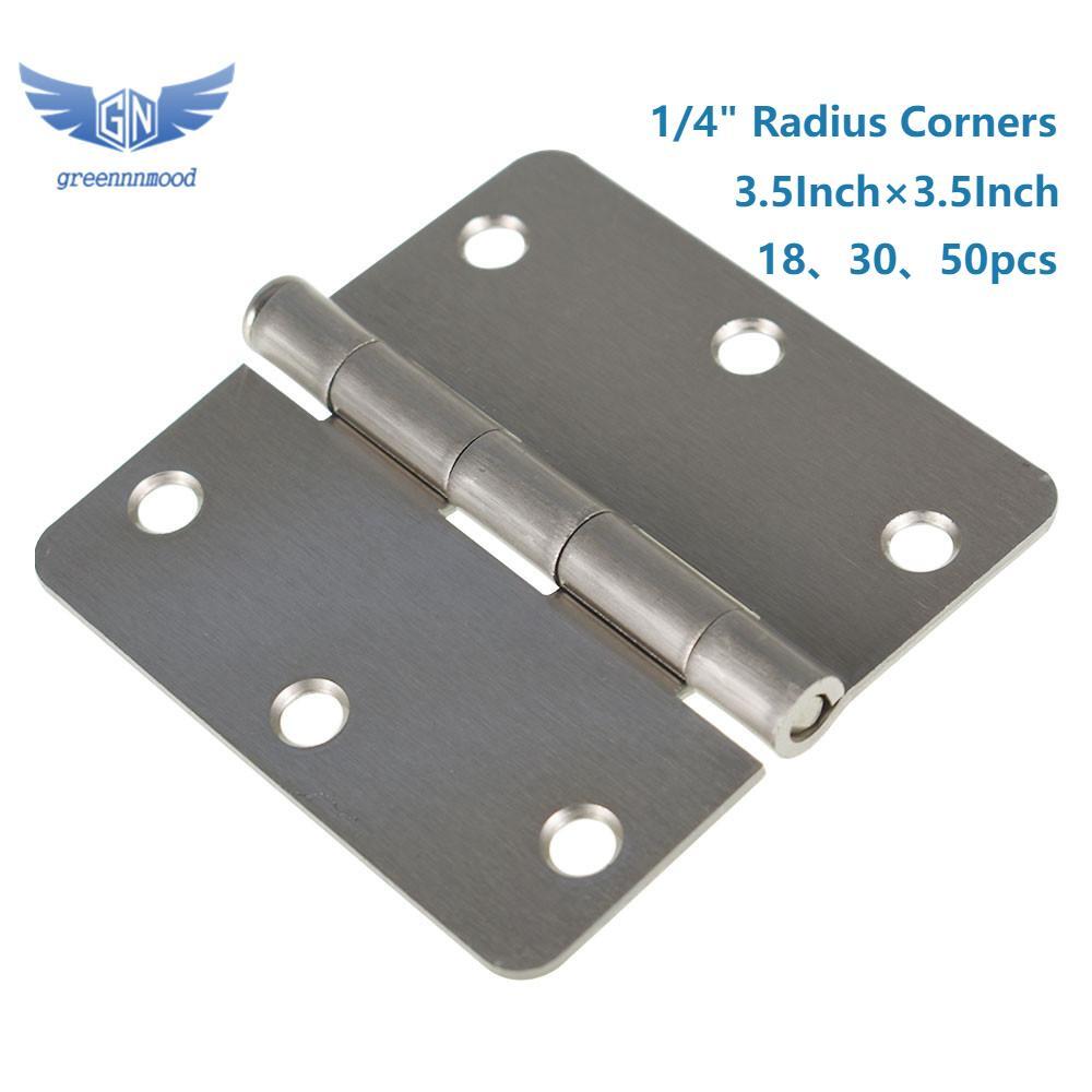 3.5'' Satin Nickel Door Hinges with 1/4" Radius Corners 18/30/50 pcs