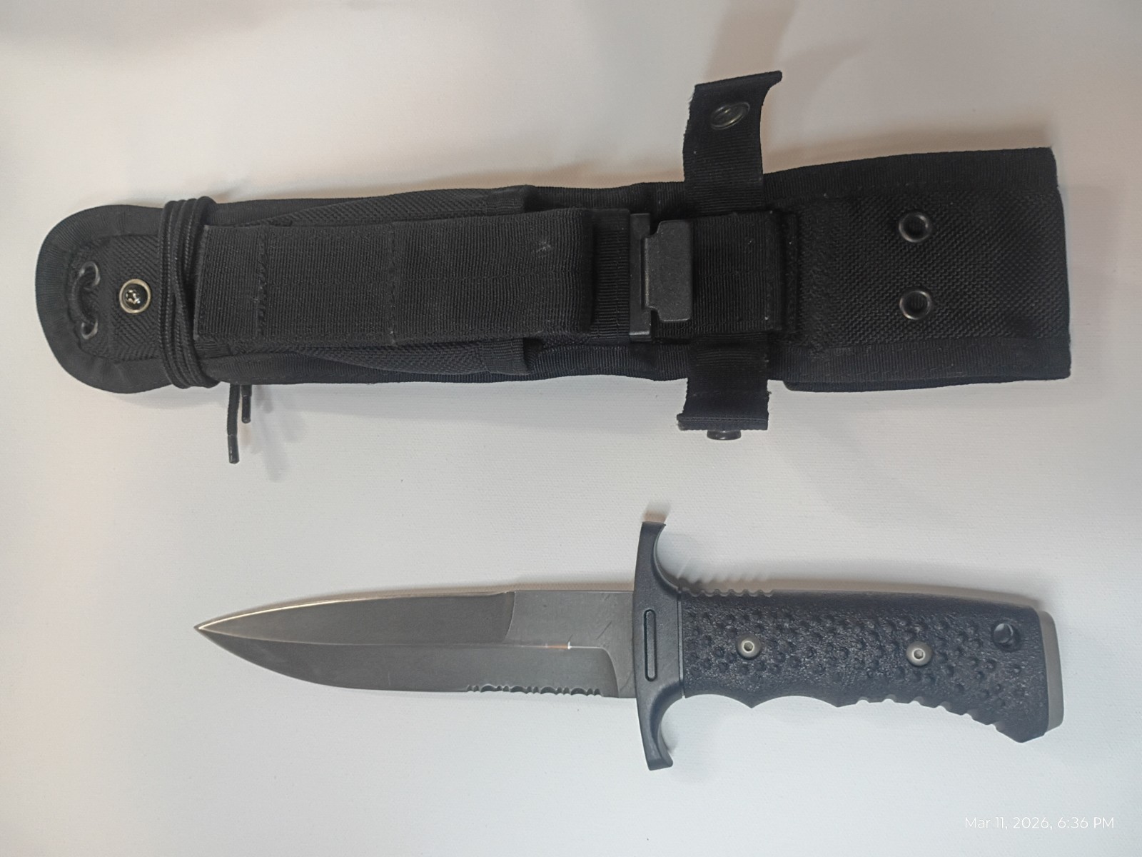 Rare Sterile Gerber Silver Trident SEAL Combat Knife Single Serrated w/Sheath