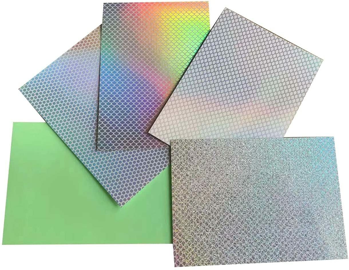 20PCS Fish Scale Sticker 5 Colors 7.3x10cm DIY Holographic Laser Sticker