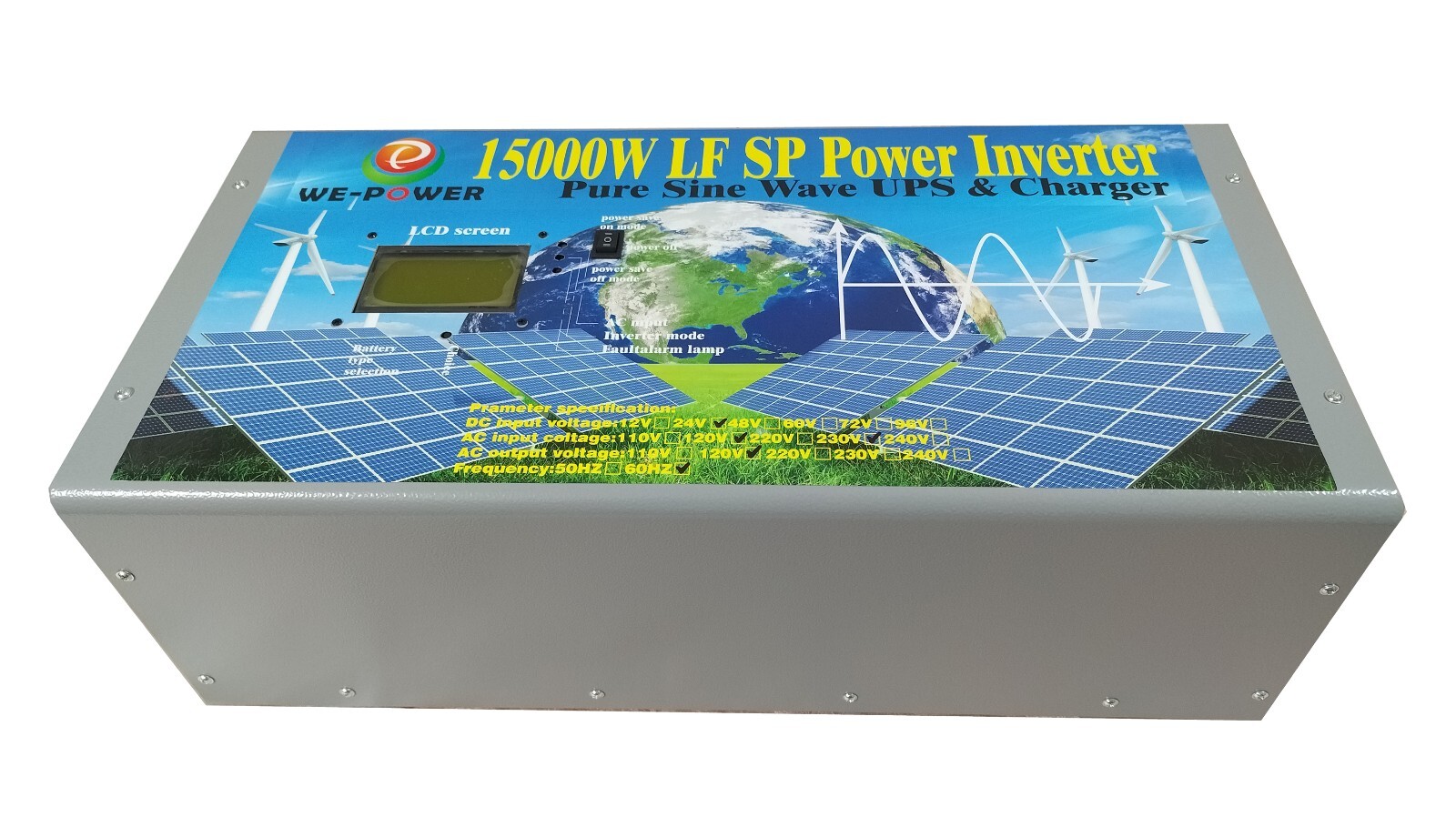 15000W LF SP Pure Sine Wave Solar Power Inverter 48VDC/110V,220VAC LCDUPSCharger