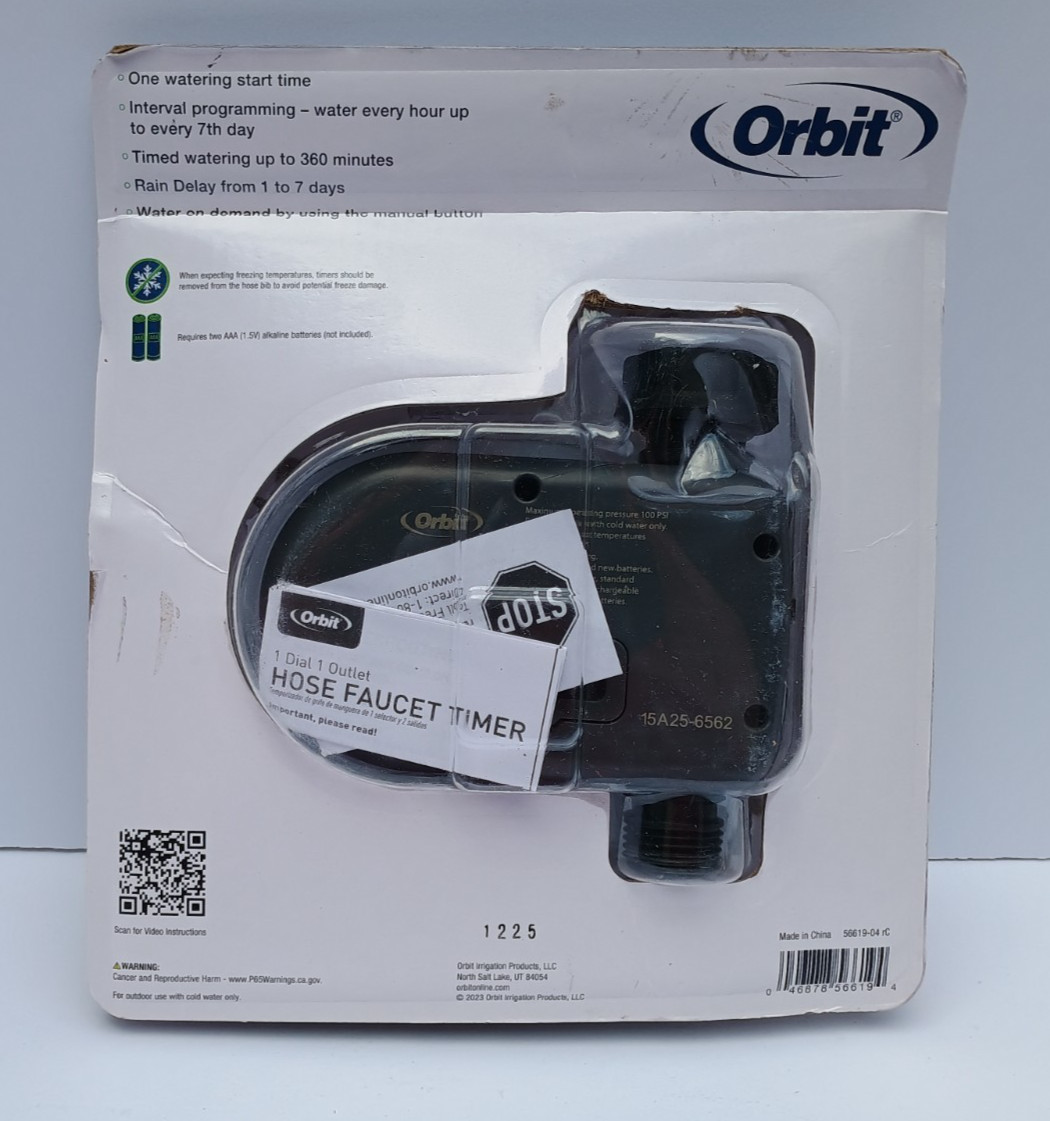 Orbit 1 Outlet Simple Hose Watering Timer Model 56619 Used