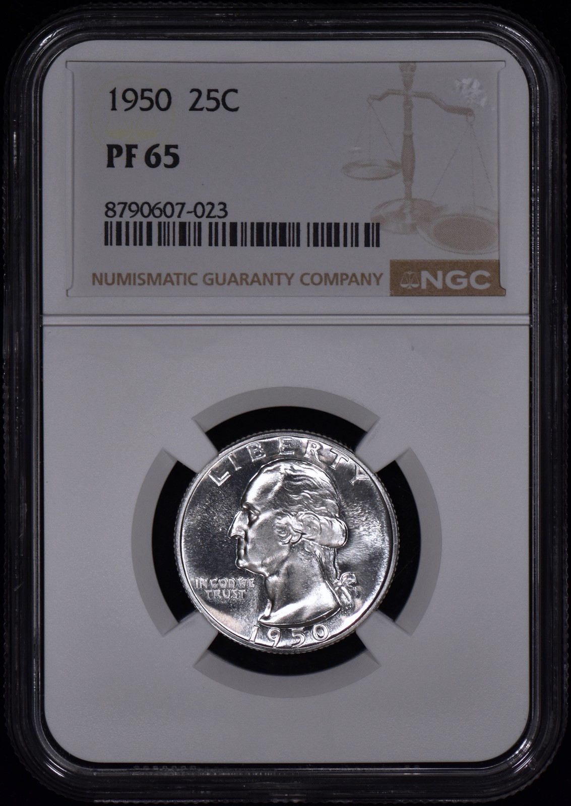 1950 Proof Washington Quarter 25c NGC PF65 (PR65) White & Spotless!