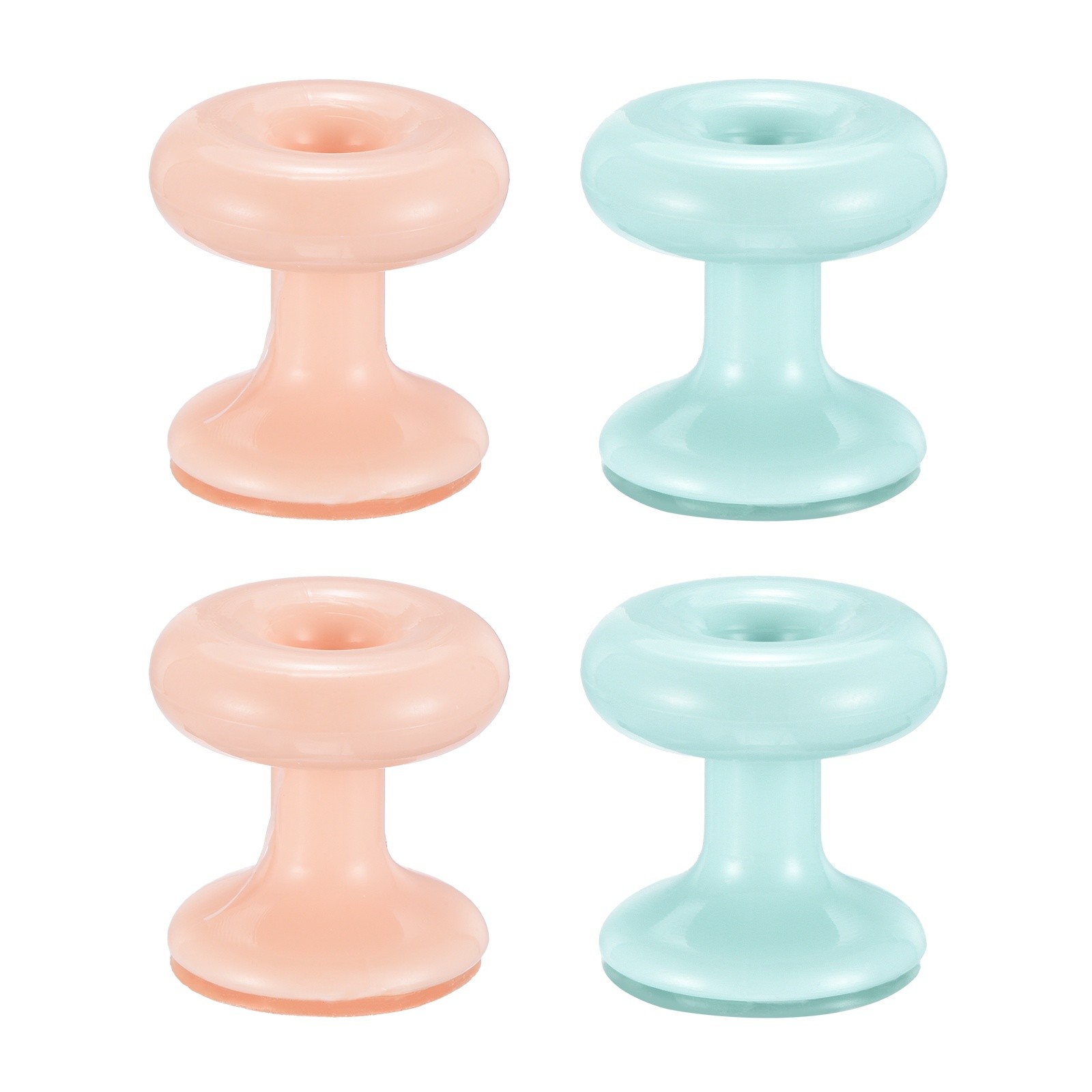 4 Pcs Toilet Button Pusher, Round Shaped Push Button(Pink & Blue)