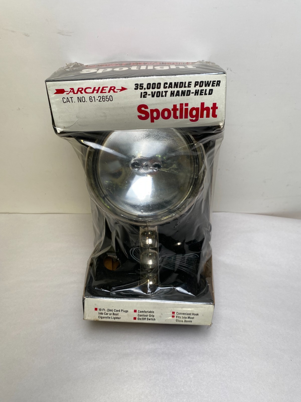 NOS 70's Radio Shack Archer Sealed Beam Chrone Hand Held Spotlight 12v DC