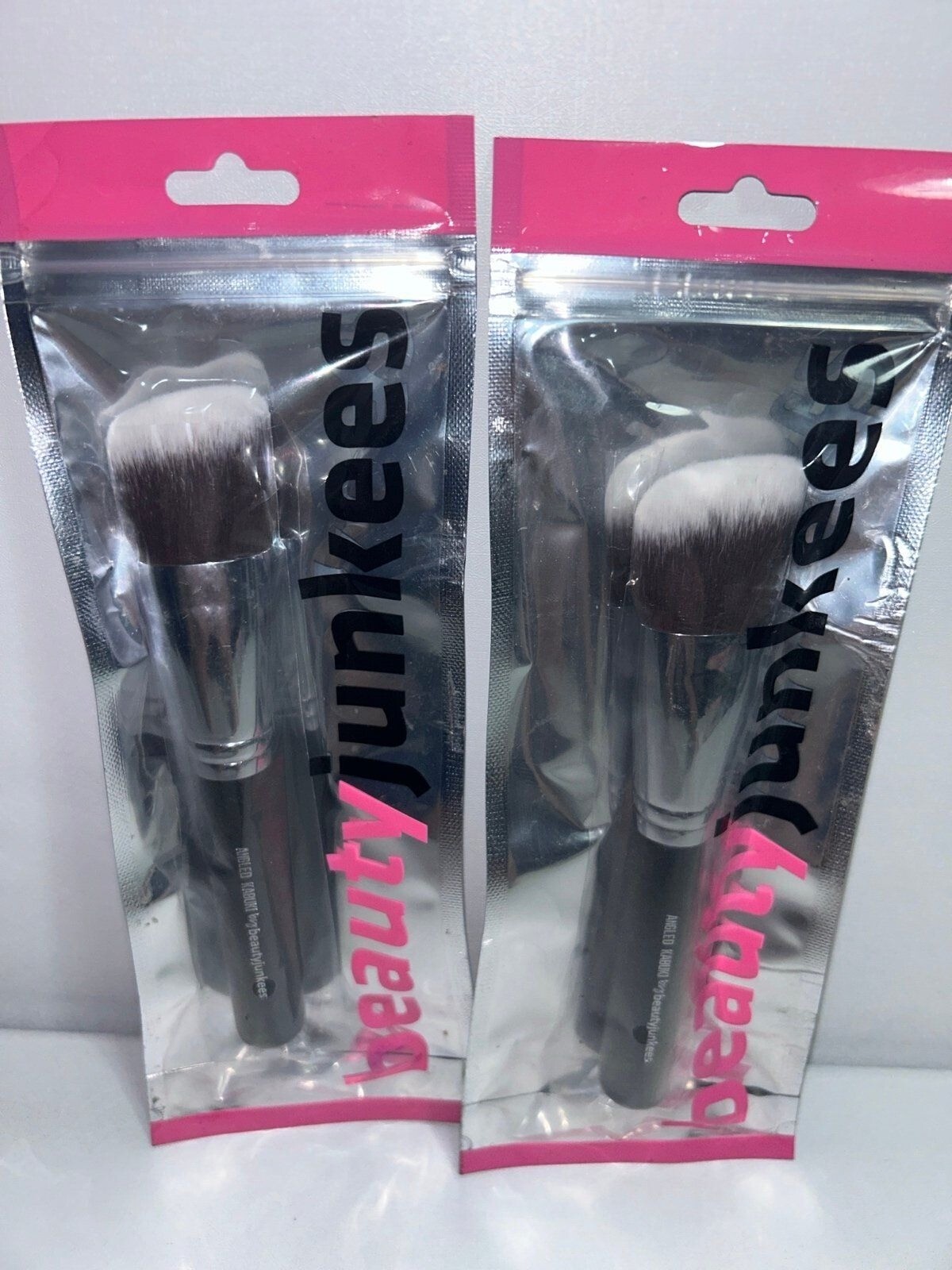 2 New Beauty Junkees Angled Kabuki Bronzer Flat Brushes for Cheeks