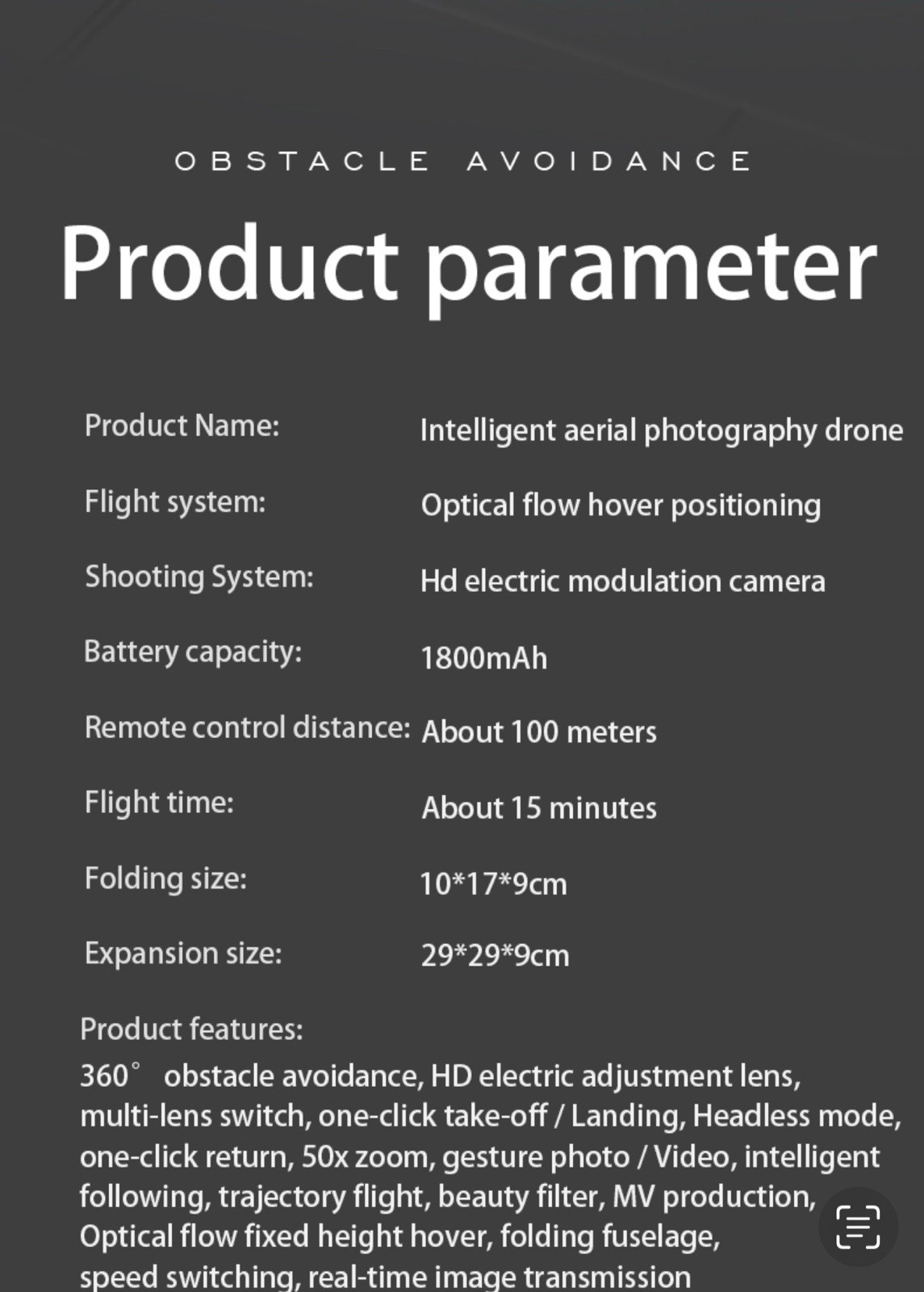S5 Drone 360 Camera Remote Control 2 Batteries 15 Minutes Flight Time Each
