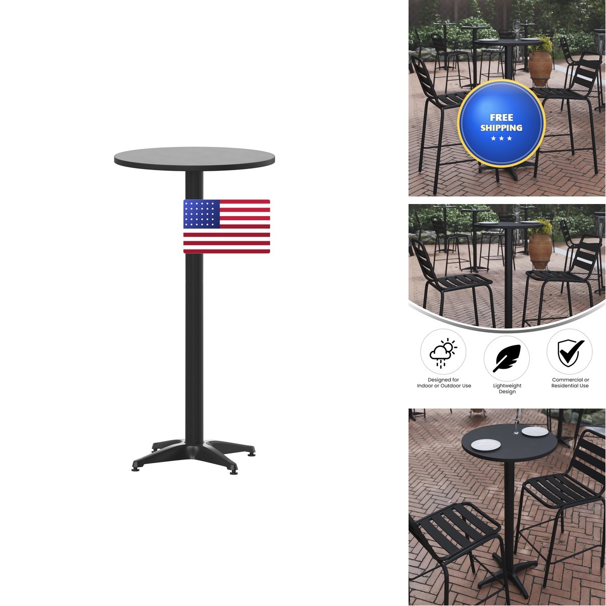 Flash Furniture Metal Bar - - Round Bar - -