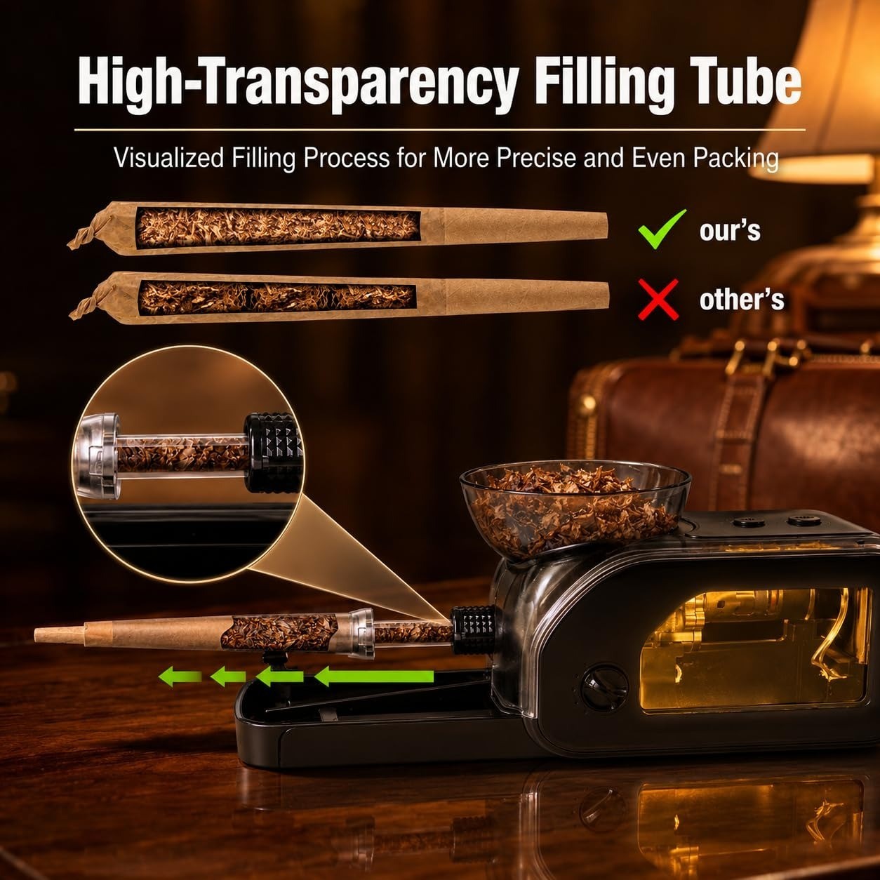 Cutcotfire Electric Cigarette Rolling Machine with Grinder & LED Light