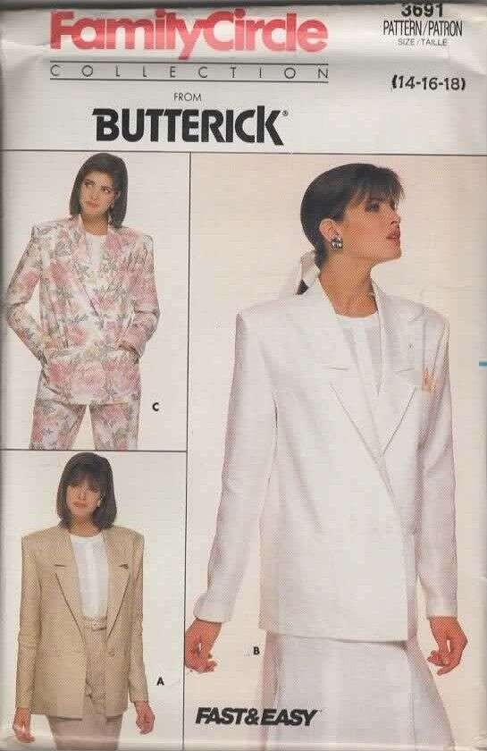 VINTAGE 3691 THE FAMILY CIRCLE COLLECTION FROM BUTTERICK MISSES JACKET SIZE 14,1