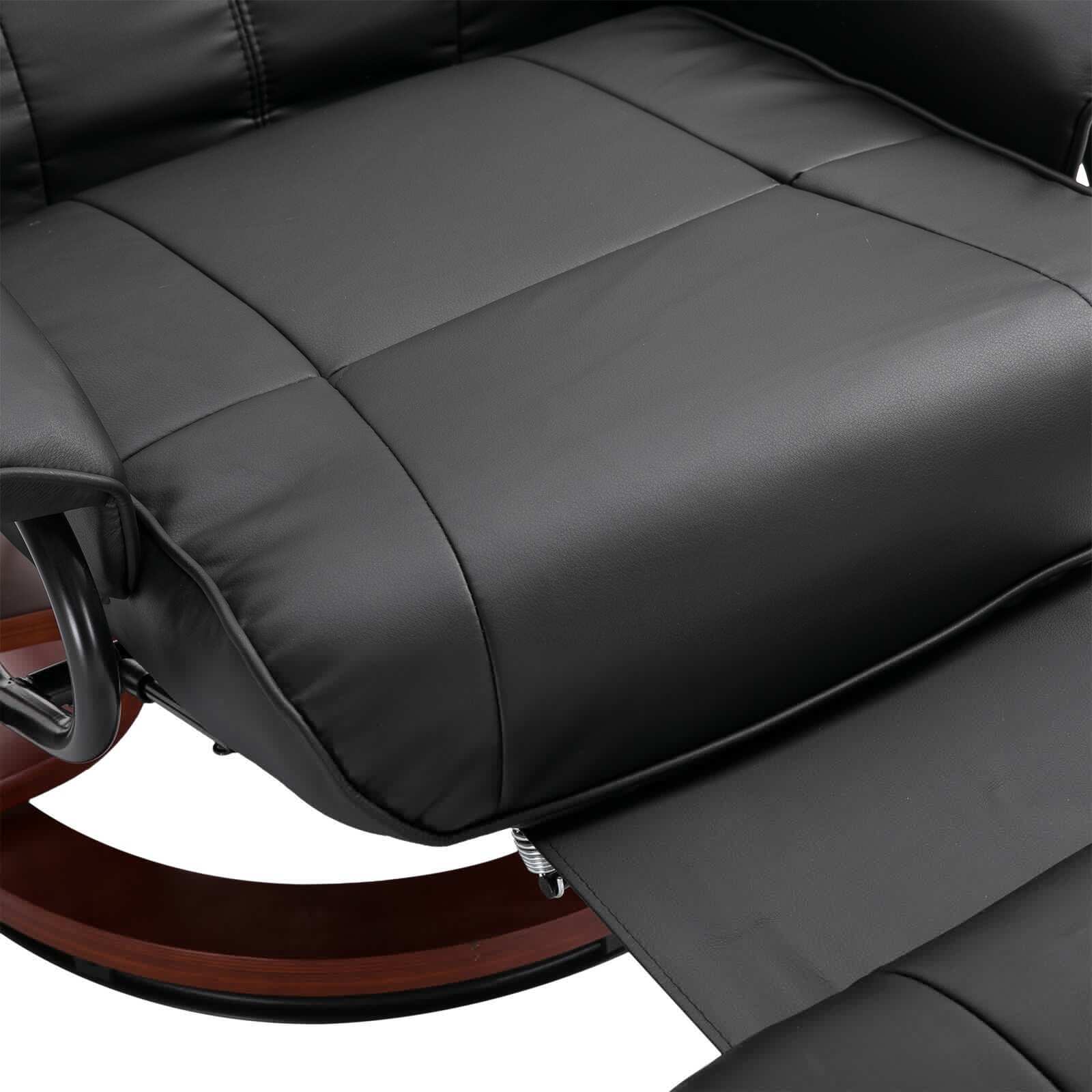 Adjustable Manual Swivel Base Recliner Chair with Extending Footrest in Black