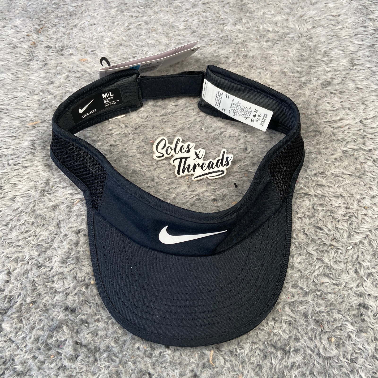 Nike Ace Swoosh Visor Golf/Tennis Adult Unisex Size L/XL Black FV5586-010