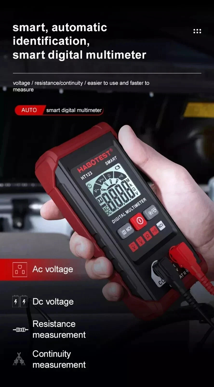 Digital Multimeter LCD Voltmeter Ammeter Ohmmeter Volt AC DC Tester Leads Meters