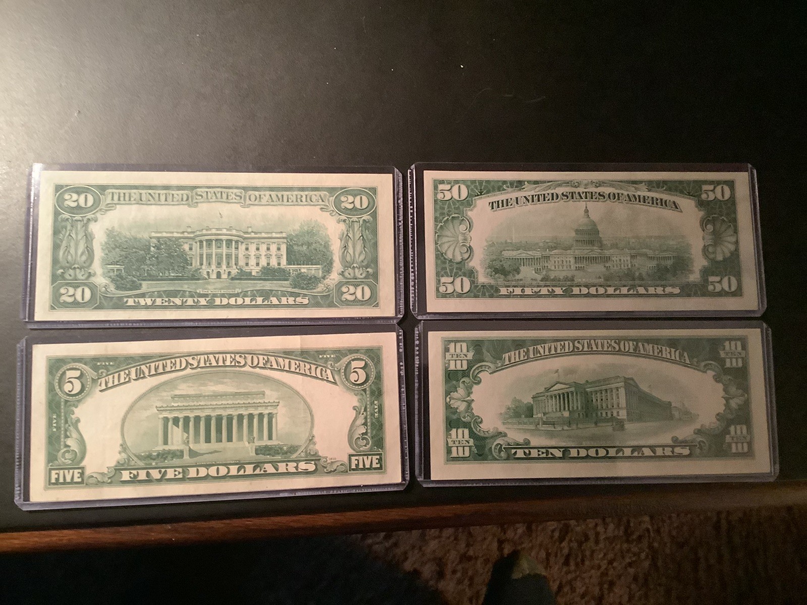 1950 Vintage Currency . ( $50,$20,$10, and $5.)