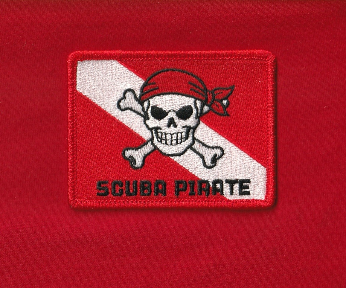 3.5" Iron-on SCUBA PIRATE Patch Jolly Roger Calico Jack Diver-Down Dive Flag USA