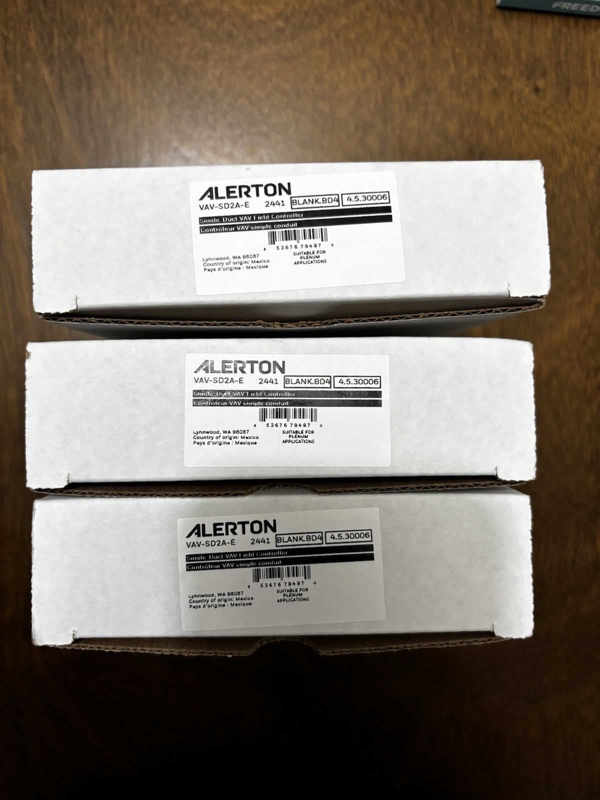 Three Alerton VAV-SD2A-E Field Controller BACnet Single-Duct Variable Air Volume