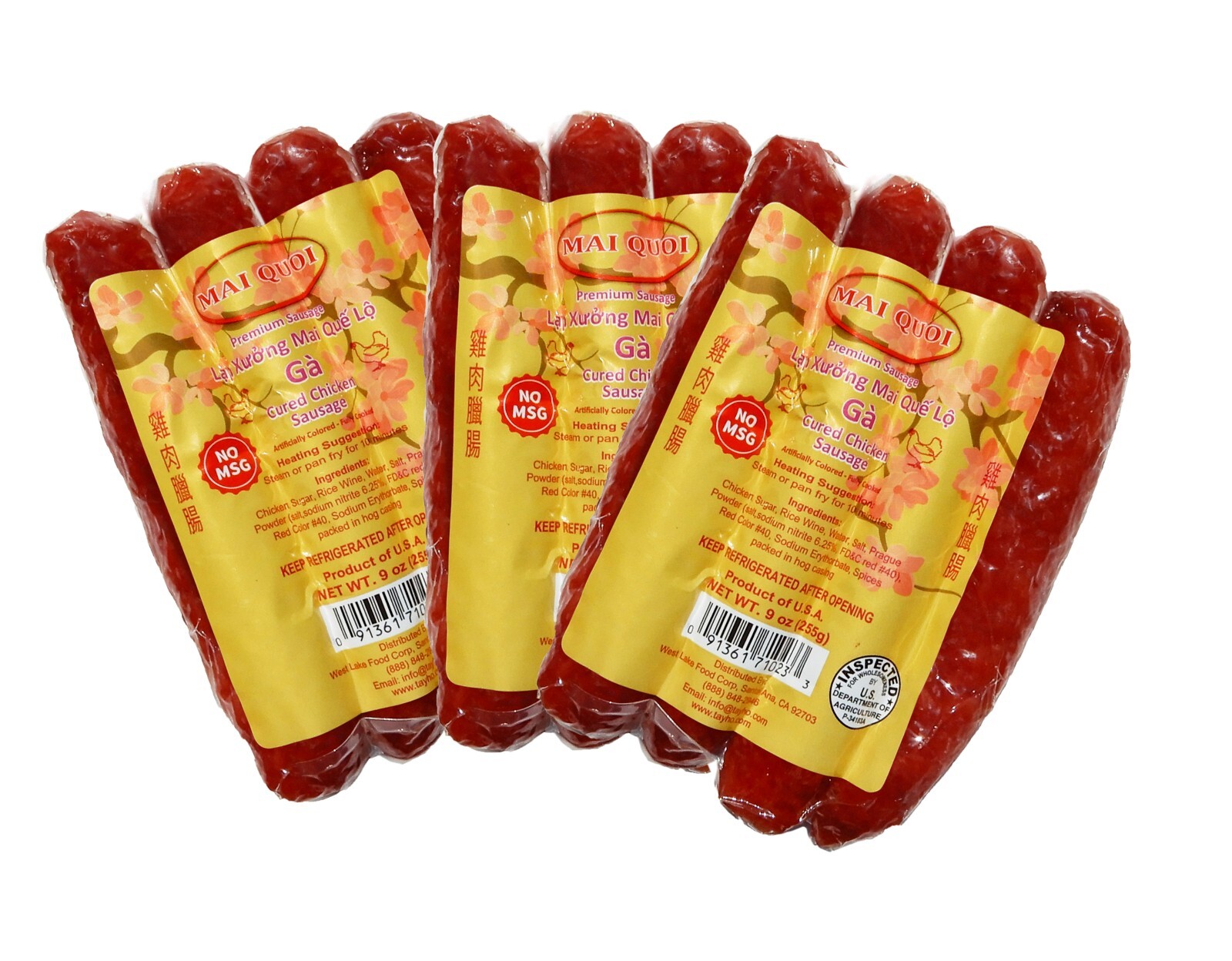 Japanese Chinese style sausage 3 packs of chicken 27oz No MSG Made In USA
