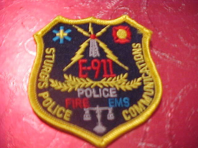 STURGIS MICHIGAN 911 COM. FIRE DEPARTMENT PATCH CAP SIZE NEW 3 X 2 3/4 INCH