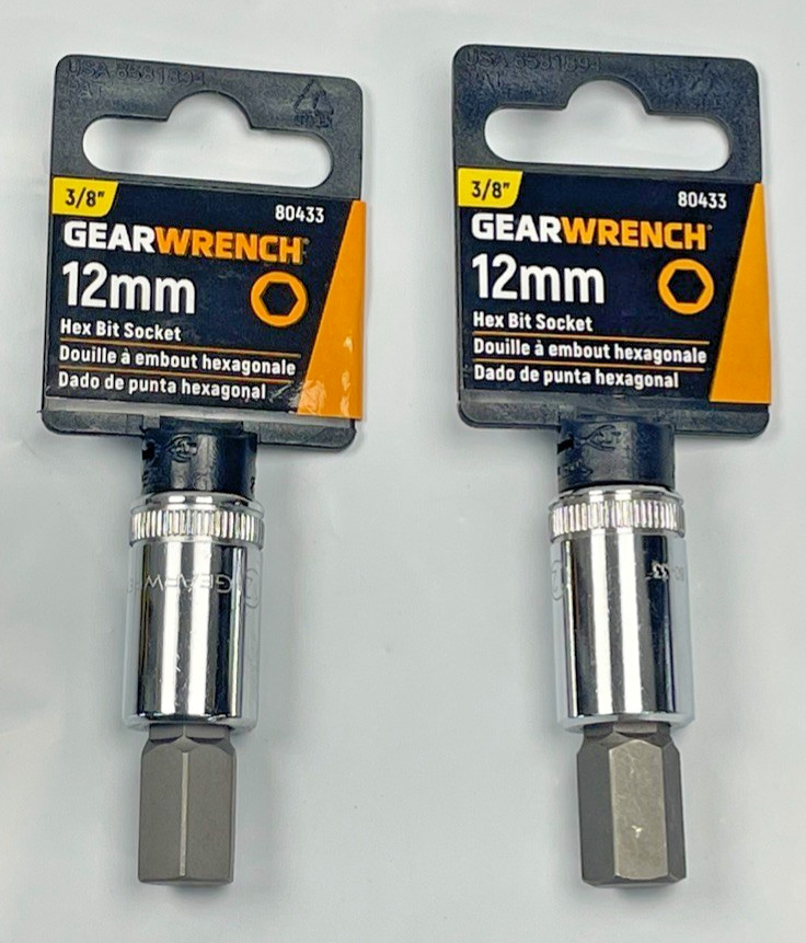 12mm GearWrench 3/8" Drive, HEX / ALLEN Bit Polished Socket , # 80433 ; 2 pack
