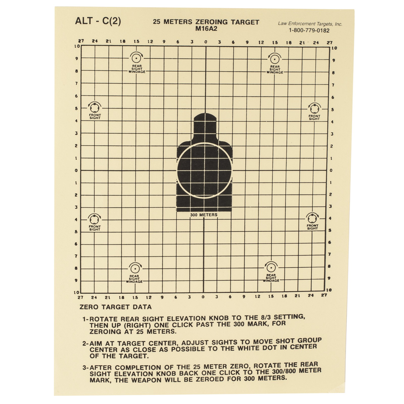 Action Target 25 Meter M16A2 Zeroing Target 8.75x11.5 100 Pack