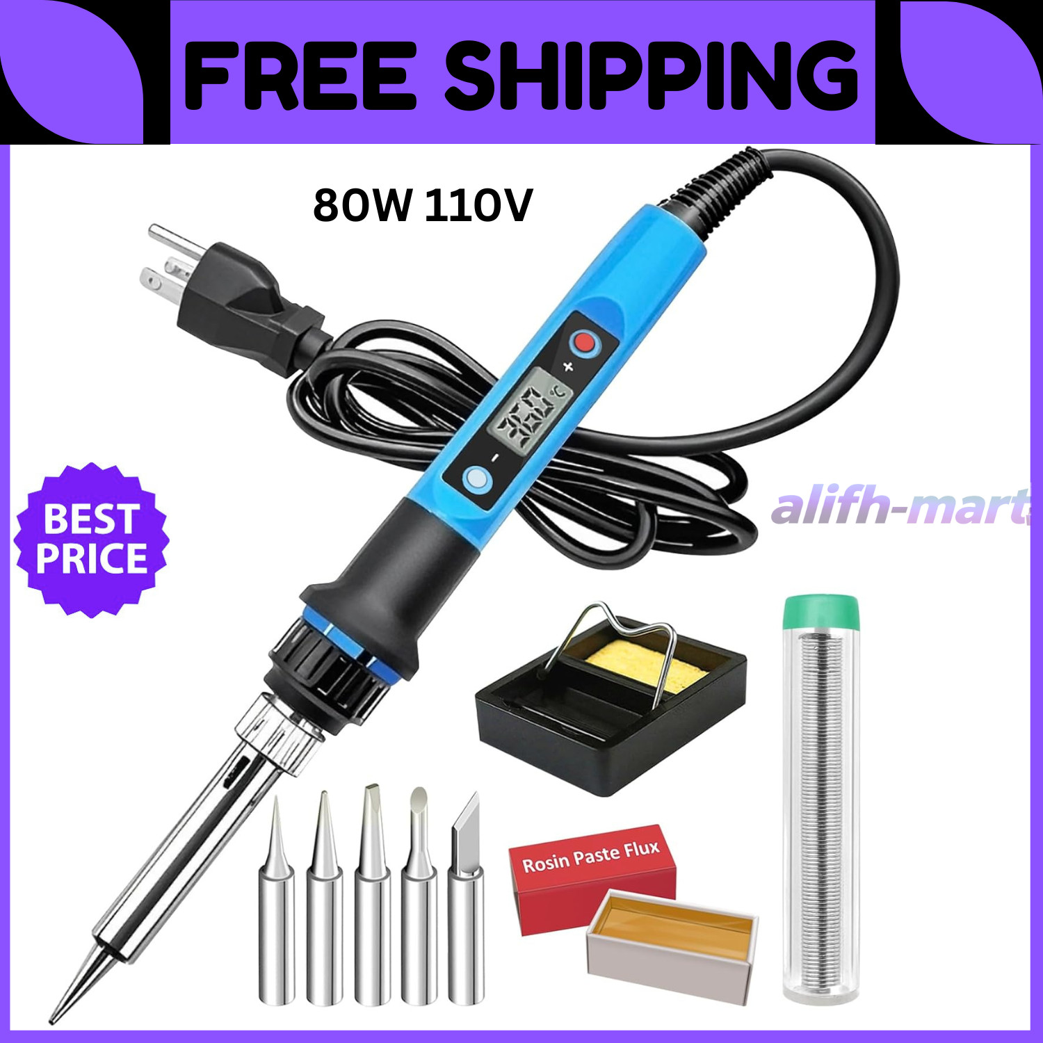 Cautin Para Soldar Estaño Electrico 110v Kit con Puntas Bomba de Desoldar 80W-US