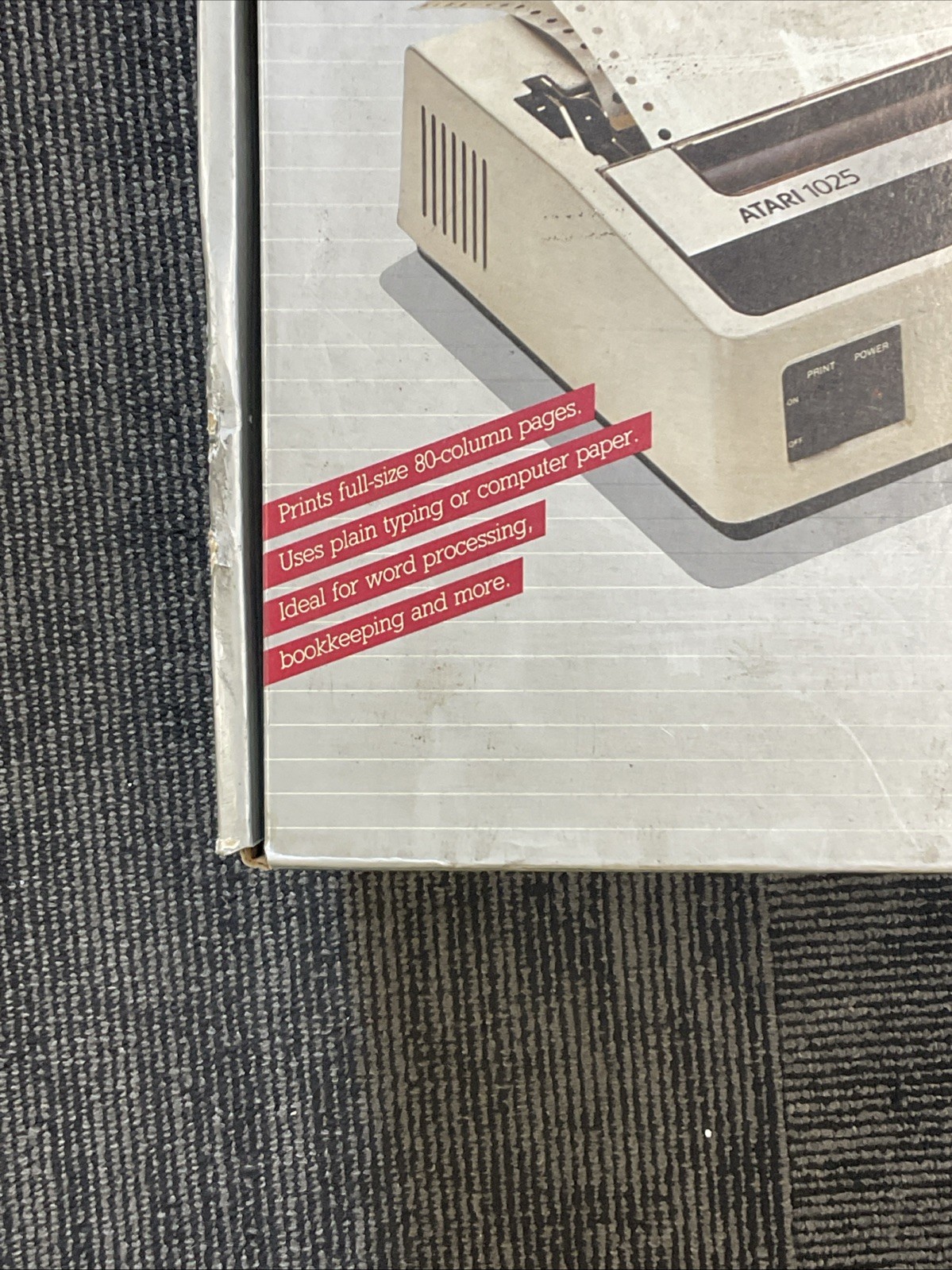 Atari 1025 Printer - In Box - Power On - Untested - Cables - Matching Serials